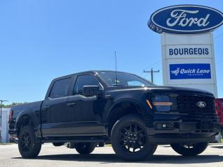 <b>STX Appearance Package, 20 Aluminum Wheels, Spray-In Bed Liner!</b><br> <br> <br> <br>  A true class leader in towing and hauling capabilities, this 2024 Ford F-150 isnt your usual work truck, but the best in the business. <br> <br>Just as you mould, strengthen and adapt to fit your lifestyle, the truck you own should do the same. The Ford F-150 puts productivity, practicality and reliability at the forefront, with a host of convenience and tech features as well as rock-solid build quality, ensuring that all of your day-to-day activities are a breeze. Theres one for the working warrior, the long hauler and the fanatic. No matter who you are and what you do with your truck, F-150 doesnt miss.<br> <br> This agate black Crew Cab 4X4 pickup   has a 10 speed automatic transmission and is powered by a  325HP 2.7L V6 Cylinder Engine.<br> <br> Our F-150s trim level is STX. This STX trim steps things up with upgraded aluminum wheels, along with great standard features such as class IV tow equipment with trailer sway control, remote keyless entry, cargo box lighting, and a 12-inch infotainment screen powered by SYNC 4 featuring voice-activated navigation, SiriusXM satellite radio, Apple CarPlay, Android Auto and FordPass Connect 5G internet hotspot. Safety features also include blind spot detection, lane keep assist with lane departure warning, front and rear collision mitigation and automatic emergency braking. This vehicle has been upgraded with the following features: Stx Appearance Package, 20 Aluminum Wheels, Spray-in Bed Liner. <br><br> View the original window sticker for this vehicle with this url <b><a href=http://www.windowsticker.forddirect.com/windowsticker.pdf?vin=1FTEW2LPXRKD98165 target=_blank>http://www.windowsticker.forddirect.com/windowsticker.pdf?vin=1FTEW2LPXRKD98165</a></b>.<br> <br>To apply right now for financing use this link : <a href=https://www.bourgeoismotors.com/credit-application/ target=_blank>https://www.bourgeoismotors.com/credit-application/</a><br><br> <br/> 0% financing for 60 months. 1.99% financing for 84 months.  Incentives expire 2024-07-02.  See dealer for details. <br> <br>Discount on vehicle represents the Cash Purchase discount applicable and is inclusive of all non-stackable and stackable cash purchase discounts from Ford of Canada and Bourgeois Motors Ford and is offered in lieu of sub-vented lease or finance rates. To get details on current discounts applicable to this and other vehicles in our inventory for Lease and Finance customer, see a member of our team. </br></br>Discover a pressure-free buying experience at Bourgeois Motors Ford in Midland, Ontario, where integrity and family values drive our 78-year legacy. As a trusted, family-owned and operated dealership, we prioritize your comfort and satisfaction above all else. Our no pressure showroom is lead by a team who is passionate about understanding your needs and preferences. Located on the shores of Georgian Bay, our dealership offers more than just vehiclesits an experience rooted in community, trust and transparency. Trust us to provide personalized service, a diverse range of quality new Ford vehicles, and a seamless journey to finding your perfect car. Join our family at Bourgeois Motors Ford and let us redefine the way you shop for your next vehicle.<br> Come by and check out our fleet of 80+ used cars and trucks and 220+ new cars and trucks for sale in Midland.  o~o