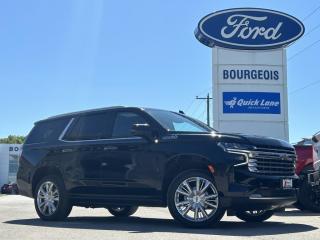 <b>Heads Up Display,  Navigation,  Cooled Seats,  Leather Seats,  Heated Steering Wheel!</b><br> <br> Gear up for winter with Bourgeois Motors Ford! Throughout November, when you purchase, lease, or finance any in-stock new or pre-owned vehicle you can take advantage of our volume discount pricing on winter wheel and tire packages! Speak with your sales consultant to find out how you can get a grip on winter driving while keeping your cash in your pockets. Stay ahead of winter and your budget at Bourgeois Motors Ford! <br> <br> Compare at $72095 - Our Price is just $69995! <br> <br>   The Tahoe is a full-size, body-on-frame hauler that rules the SUV world, with loads of tech to keep you safe on the road. - Car and Driver This  2021 Chevrolet Tahoe is fresh on our lot in Midland. <br> <br>This Chevy Tahoe has the strength and capability to pull off anything, from the hustle and bustle of your daily commute to weekend excursions. The impressive amount of cargo space offers the room you need for not only your gear but all of your passengers stuff as well. The spacious, well-appointed interior makes this SUV a pleasure to ride in for the driver and passengers alike. Work hard and play harder with this capable Chevy Tahoe. This  SUV has 67,500 kms. Its  black in colour  . It has a 10 speed automatic transmission and is powered by a  420HP 6.2L 8 Cylinder Engine.  This unit has some remaining factory warranty for added peace of mind. <br> <br> Our Tahoes trim level is High Country. This top of the line Tahoe High Country has been luxuriously enhanced with an exclusive grille design and premium aluminum wheels. It also comes with an enhanced navigation system paired to a 10.2 inch touchscreen with wireless Apple CarPlay and Android Auto with voice recognition plus luxurious leather heated and cooled seats. Additional features include 4G Wi-Fi, a power liftgate, a Bose 10-speaker Surround audio system with CenterPoint, LED IntelliBeam headlights, heated steering wheel and side blind zone alert. It also features assist side steps, remote keyless entry and remote engine start, rear parking assist with lane keep assist and lane departure warning, forward collision alert with automatic pedestrian braking, Bluetooth audio streaming, SiriusXM plus a power folding rear bench seat and much more. This vehicle has been upgraded with the following features: Heads Up Display,  Navigation,  Cooled Seats,  Leather Seats,  Heated Steering Wheel,  Aluminum Wheels,  Heated Seats. <br> <br>To apply right now for financing use this link : <a href=https://www.bourgeoismotors.com/credit-application/ target=_blank>https://www.bourgeoismotors.com/credit-application/</a><br><br> <br/><br>At Bourgeois Motors Ford in Midland, Ontario, we proudly present the regions most expansive selection of used vehicles, ensuring youll find the perfect ride in our shared inventory. With a network of dealers serving Midland and Parry Sound, your ideal vehicle is within reach. Experience a stress-free shopping journey with our family-owned and operated dealership, where your needs come first. For over 78 years, weve been committed to serving Midland, Parry Sound, and nearby communities, building trust and providing reliable, quality vehicles. Discover unmatched value, exceptional service, and a legacy of excellence at Bourgeois Motors Fordwhere your satisfaction is our priority.Please note that our inventory is shared between our locations. To avoid disappointment and to ensure that were ready for your arrival, please contact us to ensure your vehicle of interest is waiting for you at your preferred location. <br> Come by and check out our fleet of 70+ used cars and trucks and 230+ new cars and trucks for sale in Midland.  o~o
