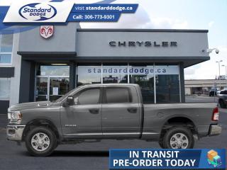 <b>6.7 Cummins Turbo Diesel, Night Edition, Heated Seats, Spray in Bedliner, Remote Engine Start!</b><br> <br> <br> <br>Mud Flaps  This Ram 2500 is class-leader in the heavy-duty truck segment thanks to its refined interior, forgiving ride, and tremendous towing and hauling capabilities. 4 x Gatorback Mud Flaps<br> <br> This billet metallic sought after diesel Crew Cab 4X4 pickup   has a 6 speed automatic transmission and is powered by a Cummins 370HP 6.7L Straight 6 Cylinder Engine.<br> <br> Our 2500s trim level is Big Horn. This Ram 2500 Big Horn comes with stylish aluminum wheels, a leather steering wheel, extremely capable class V towing equipment including a hitch, brake controller, wiring harness and trailer sway control, heavy-duty suspension, cargo box lighting, and a locking tailgate. Additional features include heated and power adjustable side mirrors, UCconnect 3, hands-free phone communication, push button start, cruise control, air conditioning, vinyl floor lining, and a rearview camera. This vehicle has been upgraded with the following features: 6.7 Cummins Turbo Diesel, Night Edition, Heated Seats, Spray In Bedliner, Remote Engine Start, Auto Leveling Rear Air Suspension, Premium Audio. <br><br> View the original window sticker for this vehicle with this url <b><a href=http://www.chrysler.com/hostd/windowsticker/getWindowStickerPdf.do?vin=3C6UR5DL1RG305662 target=_blank>http://www.chrysler.com/hostd/windowsticker/getWindowStickerPdf.do?vin=3C6UR5DL1RG305662</a></b>.<br> <br>To apply right now for financing use this link : <a href=https://standarddodge.ca/financing target=_blank>https://standarddodge.ca/financing</a><br><br> <br/><br>* Visit Us Today *Youve earned this - stop by Standard Chrysler Dodge Jeep Ram located at 208 Cheadle St W., Swift Current, SK S9H0B5 to make this car yours today! <br> Pricing may not reflect additional accessories that have been added to the advertised vehicle<br><br> Come by and check out our fleet of 30+ used cars and trucks and 100+ new cars and trucks for sale in Swift Current.  o~o