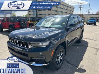 <b>Sunroof!</b><br> <br> <br> <br>  With incredibly competent 4 wheel drive toting a comfortable and refined cabin, this 2024 Grand Cherokee L is ready for whatever the road brings. <br> <br>The next step in the iconic Grand Cherokee name, this 2024 Grand Cherokee L is here to prove that great things can also come in huge packages. Dont let the size fool you, though. This Grand Cherokee may be large and in charge, but it still brings efficiency and classic Jeep agility. Whether youre maneuvering a parking garage or a backwood trail, this Grand Cherokee L is ready for your next adventure, no matter how big.<br> <br> This diamond black crystal pearlcoat SUV  has a 8 speed automatic transmission and is powered by a  293HP 3.6L V6 Cylinder Engine.<br> <br> Our Grand Cherokee Ls trim level is Limited. Stepping up to this Cherokee L Limited rewards you with a power liftgate for rear cargo access and remote engine start, with heated front and rear seats, a heated steering wheel, voice-activated dual-zone climate control, mobile hotspot capability, and a 10.1-inch infotainment system powered by Uconnect 5 Nav with inbuilt navigation, Apple CarPlay and Android Auto. Additional features also include adaptive cruise control, blind spot detection, ParkSense with rear parking sensors, lane departure warning with lane keeping assist, front and rear collision mitigation, and even more. This vehicle has been upgraded with the following features: Sunroof. <br><br> View the original window sticker for this vehicle with this url <b><a href=http://www.chrysler.com/hostd/windowsticker/getWindowStickerPdf.do?vin=1C4RJKBG8R8580235 target=_blank>http://www.chrysler.com/hostd/windowsticker/getWindowStickerPdf.do?vin=1C4RJKBG8R8580235</a></b>.<br> <br>To apply right now for financing use this link : <a href=https://standarddodge.ca/financing target=_blank>https://standarddodge.ca/financing</a><br><br> <br/><br>* Visit Us Today *Youve earned this - stop by Standard Chrysler Dodge Jeep Ram located at 208 Cheadle St W., Swift Current, SK S9H0B5 to make this car yours today! <br> Pricing may not reflect additional accessories that have been added to the advertised vehicle<br><br> Come by and check out our fleet of 30+ used cars and trucks and 100+ new cars and trucks for sale in Swift Current.  o~o