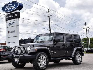 The 2018 Jeep Wrangler Sahara Unlimited 4x4, a standout addition to our inventory, is now available at Victory Ford Lincoln. Elevate your driving experience with this exceptional model.
On this Wrangler Sahara Unlimited you will find features like;

Front heated seats
Front bumper accents
Rear bumper accents
Bodycolour grille with bright accent
Handsfree communication with Bluetooth streaming
3.5inch Electronic Vehicle Information Centre
Hill Descent Control
Tip start
6.5inch touchscreen
GPS navigation
and so much more!!
<br><br>Special Sale price listed is available to finance purchases only on approved credit. Price of vehicle may differ with other forms of payment.<br><br> ***3 month comprehensive warranty included on vehicles under ten years old and with less than 160,000KM<br><br>We use no hassle no haggle live market pricing!  Save money and time. <br>All prices shown include all fees. Reconditioning and Full Detailing. Taxes and Licensing extra. <br><br>All Pre-Owned vehicles come standard with one key. If we received additional keys from the previous owner they will be with the vehicle upon delivery at no cost. Additional keys may be purchased at customers requested and expense. <br><br>Book your appointment today!<br>