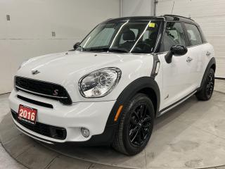 ONLY 53,900 KMS!! All-wheel drive Countryman w/ panoramic sunroof, heated leather seats, automatic climate control, premium 17-inch black alloys, paddle shifters, Bluetooth, auto headlights, leather-wrapped steering wheel, keyless entry and cruise control!