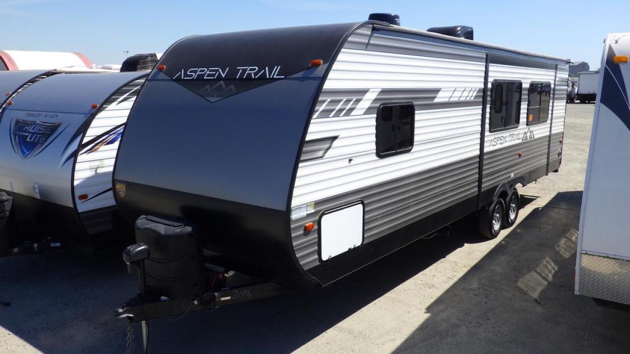 2022 Aspen Trail 28 Foot Travel Trailer With 1 Slide Out, 2 door, air conditioning, AM/FM radio, awning, sleeps 6 , queen size bed, 2 sofa beds, toilet, refrigerator, 3 burner stove with oven, bathroom medicine cabinet, toilet, shower, kitchen sink and faucet, interior/exterior speakers, television, bluetooth audio,  white exterior. Length 32.92 Feet, width 8 feet, height 6.83 feet, Dry weight 6,645 lbs, Payload capacity 2,155 lbs, Hitch weight 746 lbs, water tank capacity 52 gallon, awning length 18 feet,.  $33,730.00 plus $375 processing fee, $34,105.00 total payment obligation before taxes.  Listing report, warranty, contract commitment cancellation fee, financing available on approved credit (some limitations and exceptions may apply). All above specifications and information is considered to be accurate but is not guaranteed and no opinion or advice is given as to whether this item should be purchased. We do not allow test drives due to theft, fraud, acts of vandalism and undetectable impaired driving. Instead we provide the following benefits: Complimentary Warranty (with options to extend), Limited Money Back Satisfaction Guarantee on Fully Completed Contracts, Contract Commitment Cancellation, and an Open-Ended Sell-Back Option. Ask seller for details or call 604-522-REPO(7376) to confirm listing availability.