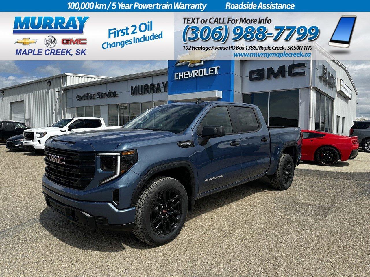 Its time to take a look at our impressive 2024 GMC Sierra 1500 Pro Crew Cab 4X4 that puts Professional Grade strength at your service in Downpour Metallic! Powered by a 5.3 Litre V8 offering 355hp to an 8 Speed Automatic transmission so that towing and hauling come easy. This Four Wheel Drive truck also features a responsive suspension to inspire confidence on the move, and it sees approximately 11.8L/100km on the highway. Bold details bring a rugged look to our strong Sierra, complementing high-intensity LED headlamps, signature taillights, an aggressive grille, a locking tailgate, and chrome bumpers with a rear CornerStep. Get behind the wheel of our Pro cabin that provides supportive seats, a tilt-adjustable steering wheel, single-zone climate control, power accessories, a 12V front power outlet, keyless access, and pushbutton ignition. A high-end infotainment system helps you connect with a 7-inch touchscreen, WiFi compatibility, wireless Apple CarPlay/Android Auto, Bluetooth, and a six-speaker sound system. Its a smart starting point for your next job! Intelligent GMC technologies for safer trucking include automatic braking, lane-keeping assistance, forward collision warning, lane departure warning, a rearview camera, pedestrian detection, hill-start assist, tire pressure monitoring, and more. Crafted to exceed expectations, our Sierra 1500 Pro is an excellent choice! Save this Page and Call for Availability. We Know You Will Enjoy Your Test Drive Towards Ownership!