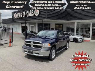 2017 RAM 1500 CREW CAB 4X4 HEMI6 PASSENGER, BACK UP CAMERA, POWER OPTIONS, BLUETOOTH, CRUISE CONTROL, A/C, RUNNING BOARDS, TONNEAU COVERAVAILABLE WARRANTY OPTIONSCALL US TODAY FOR MORE INFORMATION604 533 4499 OR TEXT US AT 604 360 0123GO TO KINGOFCARSBC.COM AND APPLY FOR A FREE-------- PRE APPROVAL -------STOCK # P215013PLUS ADMINISTRATION FEE OF $895 AND TAXESDEALER # 31301all finance options are subject to ....oac...
