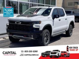This Chevrolet Silverado 1500 boasts a Gas V8 6.2L/376 engine powering this Automatic transmission. ENGINE, 6.2L ECOTEC3 V8 (420 hp [313 kW] @ 5600 rpm, 460 lb-ft of torque [624 Nm] @ 4100 rpm); featuring Dynamic Fuel Management that enables the engine to operate in 17 different patterns between 2 and 8 cylinders, depending on demand, to optimize power delivery and efficiency, ZR2 Suspension Package, High-Performance lifted suspension with Multimatic DSSV dampers, Wireless Phone Projection for Apple CarPlay and Android Auto.* This Chevrolet Silverado 1500 Features the Following Options *Wipers, front rain-sensing, Windows, power rear, express down, Window, power, rear sliding with rear defogger, Window, power front, passenger express up/down, Window, power front, drivers express up/down, Wi-Fi Hotspot capable (Terms and limitations apply. See onstar.ca or dealer for details.), Wheels, 18 x 8.5 (45.7 cm x 21.6 cm) aluminum machined face with Black Painted spokes and Oxide Gold painted outer ring accents, Wheelhouse liners, rear, Wheel, 18 aluminum spare, USB Ports, rear, dual, charge-only.* Stop By Today *A short visit to Capital Chevrolet Buick GMC Inc. located at 13103 Lake Fraser Drive SE, Calgary, AB T2J 3H5 can get you a reliable Silverado 1500 today!