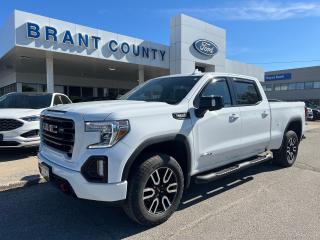 <p><br />KEY FEATURES: 2021 GMC Sierra, 1500, AT4, 6.2L v8 Engine, Leather seats , 4x4, Crew cab, White, Heated seats, cooled seats, Heated steering wheel, trailer brake, remote start, power seat, back up cam, Trailer tow package, Trailer brake, cruise control, power window.</p><p><br />SERVICE/RECON – Full Safety Inspection completed, oil and filter change completed - Please contact us for more details. </p><p><br />Price includes safety.  We are a full disclosure dealership - ask to see this vehicles CarFax report.</p><p><br />Please Call 519-756-6191, Email sales@brantcountyford.ca for more information and availability on this vehicle.  Brant County Ford is a family-owned dealership and has been a proud member of the Brantford community for over 40 years!</p><p><br />** See dealer for details.</p><p>*Please note all prices are plus HST and Licensing. </p><p>* Prices in Ontario, Alberta and British Columbia include OMVIC/AMVIC fee (where applicable), accessories, other dealer installed options, administration and other retailer charges. </p><p>*The sale price assumes all applicable rebates and incentives (Delivery Allowance/Non-Stackable Cash/3-Payment rebate/SUV Bonus/Winter Bonus, Safety etc</p><p>All prices are in Canadian dollars (unless otherwise indicated). Retailers are free to set individual prices.</p>