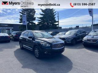 Compare at $12124 - Our Price is just $11771! <br> <br><br> <br>   A smooth ride, a nicely appointed interior, and an easy-access third row highlight this seven-seat Infiniti QX60. This  2015 INFINITI QX60 is for sale today in Ottawa. <br> <br>This Infiniti QX60 captivates with possibility transforming the seven-passenger crossover with a harmonious connection between expressive design, attention to detail, and intuitive technology. Experience luxury made sensory and desire with unprecedented potential. This  SUV has 182,347 kms. Its  black in colour  . It has an automatic transmission and is powered by a  265HP 3.5L V6 Cylinder Engine. <br> <br/><br>*LIFETIME ENGINE TRANSMISSION WARRANTY NOT AVAILABLE ON VEHICLES WITH KMS EXCEEDING 140,000KM, VEHICLES 8 YEARS & OLDER, OR HIGHLINE BRAND VEHICLE(eg. BMW, INFINITI. CADILLAC, LEXUS...)<br> Come by and check out our fleet of 30+ used cars and trucks and 90+ new cars and trucks for sale in Ottawa.  o~o