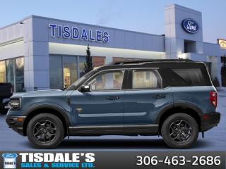 <b>Leather Seats,  Heated Seats, Sunroof, Equipment Group 400A, Premium Package!</b><br> <br> <br> <br>Check out the large selection of new Fords at Tisdales today!<br> <br>  If you want true off-road ruggedness in an urban, friendly package, look no further than this Ford Bronco Sport. <br> <br>A compact footprint, an iconic name, and modern luxury come together to make this Bronco Sport an instant classic. Whether your next adventure takes you deep into the rugged wilds, or into the rough and rumble city, this Bronco Sport is exactly what you need. With enough cargo space for all of your gear, the capability to get you anywhere, and a manageable footprint, theres nothing quite like this Ford Bronco Sport.<br> <br> This azure grey metallic tri-coat SUV  has an automatic transmission and is powered by a  250HP 2.0L 4 Cylinder Engine.<br> <br> Our Bronco Sports trim level is Badlands. Rugged and capable, this Bronco Sport Badlands is ready for your next off-road adventure, with beefy off-road suspension, a reinforced undercarriage with 4 skid plates, off-road wheels, and front tow hooks. Also standard include heated seats with SiriusXM streaming radio and exclusive aluminum wheels. This SUV also features a slew of standard infotainment and convenience features, including voice-activated automatic air conditioning, an 8-inch SYNC 3 powered infotainment screen with Apple CarPlay and Android Auto, smart charging USB type-A and type-C ports, 4G LTE mobile hotspot internet access, proximity keyless entry with remote start, and a robust terrain management system that features the trademark Go Over All Terrain (G.O.A.T.) driving modes. Additional features include blind spot detection, rear cross traffic alert and pre-collision assist with automatic emergency braking, lane keeping assist, lane departure warning, forward collision alert, driver monitoring alert, a rear-view camera, 3 12-volt DC and 120-volt AC power outlets, and so much more. This vehicle has been upgraded with the following features: Leather Seats,  Heated Seats, Sunroof, Equipment Group 400a, Premium Package. <br><br> View the original window sticker for this vehicle with this url <b><a href=http://www.windowsticker.forddirect.com/windowsticker.pdf?vin=3FMCR9D98RRE89935 target=_blank>http://www.windowsticker.forddirect.com/windowsticker.pdf?vin=3FMCR9D98RRE89935</a></b>.<br> <br>To apply right now for financing use this link : <a href=http://www.tisdales.com/shopping-tools/apply-for-credit.html target=_blank>http://www.tisdales.com/shopping-tools/apply-for-credit.html</a><br><br> <br/> Total  cash rebate of $4000 is reflected in the price. Credit includes $4,000 Delivery Allowance.  7.99% financing for 84 months. <br> Buy this vehicle now for the lowest bi-weekly payment of <b>$369.53</b> with $0 down for 84 months @ 7.99% APR O.A.C. ( Plus applicable taxes -  $699 administration fee included in sale price.   ).  Incentives expire 2024-06-25.  See dealer for details. <br> <br>Tisdales is not your standard dealership. Sales consultants are available to discuss what vehicle would best suit the customer and their lifestyle, and if a certain vehicle isnt readily available on the lot, one will be brought in.<br> Come by and check out our fleet of 20+ used cars and trucks and 70+ new cars and trucks for sale in Kindersley.  o~o
