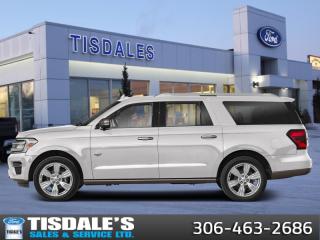 <b>Leather Seats,  Cooled Seats,  Heated Seats!</b><br> <br> <br> <br>Check out the large selection of new Fords at Tisdales today!<br> <br>  Few large SUVs are as spacious, comfortable and capable as this 2024 Ford Expedition. <br> <br>This Ford Expedition sets the benchmark for all other full-size SUVs in multiple categories. From its vast and comfortable interior to the excellent driving dynamics it delivers uncompromised towing capability, there isnt much this Expedition cant do. Power, style and plenty of space for passengers and cargo give the Ford Expedition its bold and imposing presence on the road. <br> <br> This star white platinum metallic tri-coat SUV  has an automatic transmission and is powered by a  380HP 3.5L V6 Cylinder Engine.<br> <br> Our Expeditions trim level is King Ranch Max. With even more interior room, this Expedition King Ranch Max has amazing comfort and entertainment features such as power running boards, ventilated and heated front captains chairs with Del Rio leather upholster, power adjustment, lumbar support and memory function, a heated leather steering wheel with auto tilt away, genuine wood and metal interior trim, a premium 22-speaker Bang & Olufsen audio system, power adjustable pedals, proximity keyless entry with remote start, and a whopping 15.5-inch infotainment screen powered by SYNC 4A, bundled with wireless Apple CarPlay and Android Auto, inbuilt navigation, mobile internet hotspot access, and SiriusXM streaming radio. You and yours are kept safe on the road thanks to adaptive cruise control, blind spot monitoring, pre-collision alert and automatic emergency braking, lane keeping assist with lane departure warning, front and rear parking sensors, front and rear collision mitigation, and an aerial view camera system. Additional features include class IV towing equipment with trailer sway control and a wiring harness, an express open/close sunroof with a power sunshade, a power tailgate for rear cargo access, LED lights with automatic high beams, dual-zone climate control with separate rear controls, four 12-volt DC and 120-volt AC power outlets, and even more. This vehicle has been upgraded with the following features: Leather Seats,  Cooled Seats,  Heated Seats. <br><br> View the original window sticker for this vehicle with this url <b><a href=http://www.windowsticker.forddirect.com/windowsticker.pdf?vin=1FMJK1P89REA72097 target=_blank>http://www.windowsticker.forddirect.com/windowsticker.pdf?vin=1FMJK1P89REA72097</a></b>.<br> <br>To apply right now for financing use this link : <a href=http://www.tisdales.com/shopping-tools/apply-for-credit.html target=_blank>http://www.tisdales.com/shopping-tools/apply-for-credit.html</a><br><br> <br/>    5.99% financing for 84 months. <br> Buy this vehicle now for the lowest bi-weekly payment of <b>$761.43</b> with $0 down for 84 months @ 5.99% APR O.A.C. ( Plus applicable taxes -  $699 administration fee included in sale price.    / Federal Luxury Tax of $2182.00 included.).  Incentives expire 2024-07-02.  See dealer for details. <br> <br>Tisdales is not your standard dealership. Sales consultants are available to discuss what vehicle would best suit the customer and their lifestyle, and if a certain vehicle isnt readily available on the lot, one will be brought in.<br> Come by and check out our fleet of 20+ used cars and trucks and 80+ new cars and trucks for sale in Kindersley.  o~o