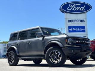 <b>Leather Seats!</b><br> <br> <br> <br>  Turn heads with this stylish yet remarkably capable 2024 Ford Bronco. <br> <br>With a nostalgia-inducing design along with remarkable on-road driving manners with supreme off-road capability, this 2024 Ford Bronco is indeed a jack of all trades and masters every one of them. Durable build materials and functional engineering coupled with modern day infotainment and driver assistive features ensure that this iconic vehicle takes on whatever you can throw at it. Want an SUV that can genuinely do it all and look good while at it? Look no further than this 2024 Ford Bronco!<br> <br> This carbonized grey metallic SUV  has a 10 speed automatic transmission and is powered by a  275HP 2.3L 4 Cylinder Engine.<br> <br> Our Broncos trim level is Outer Banks. This Bronco Outer Banks takes things to a whole new level, with polished aluminum wheels, body colored fender flares, door handles and power heated side mirrors, along with LED headlights with high beam assist, front fog lights, and upgraded LED brake lights. This rugged off-roader also treats you with amazing comfort and connectivity features that include heated front seats, remote engine start, dual-zone climate control, front and rear cupholders, and an upgraded infotainment system with Apple CarPlay, Android Auto, SiriusXM and inbuilt navigation, to get you back home from your off-road adventures. Road safety is assured thanks to a suite of systems including blind spot detection, pre-collision assist with pedestrian detection and cross-traffic alert, lane keeping assist with lane departure warning, rear parking sensors, and driver monitoring alert. Additional features include proximity keyless entry with push button start, trail control, trail turn assist, and so much more. This vehicle has been upgraded with the following features: Leather Seats. <br><br> View the original window sticker for this vehicle with this url <b><a href=http://www.windowsticker.forddirect.com/windowsticker.pdf?vin=1FMDE8BH9RLA10537 target=_blank>http://www.windowsticker.forddirect.com/windowsticker.pdf?vin=1FMDE8BH9RLA10537</a></b>.<br> <br>To apply right now for financing use this link : <a href=https://www.bourgeoismotors.com/credit-application/ target=_blank>https://www.bourgeoismotors.com/credit-application/</a><br><br> <br/> 7.99% financing for 84 months.  Incentives expire 2024-06-25.  See dealer for details. <br> <br>Discount on vehicle represents the Cash Purchase discount applicable and is inclusive of all non-stackable and stackable cash purchase discounts from Ford of Canada and Bourgeois Motors Ford and is offered in lieu of sub-vented lease or finance rates. To get details on current discounts applicable to this and other vehicles in our inventory for Lease and Finance customer, see a member of our team. </br></br>Discover a pressure-free buying experience at Bourgeois Motors Ford in Midland, Ontario, where integrity and family values drive our 78-year legacy. As a trusted, family-owned and operated dealership, we prioritize your comfort and satisfaction above all else. Our no pressure showroom is lead by a team who is passionate about understanding your needs and preferences. Located on the shores of Georgian Bay, our dealership offers more than just vehiclesits an experience rooted in community, trust and transparency. Trust us to provide personalized service, a diverse range of quality new Ford vehicles, and a seamless journey to finding your perfect car. Join our family at Bourgeois Motors Ford and let us redefine the way you shop for your next vehicle.<br> Come by and check out our fleet of 70+ used cars and trucks and 210+ new cars and trucks for sale in Midland.  o~o
