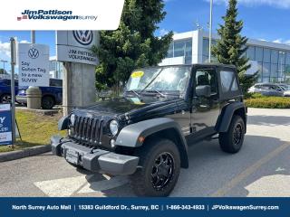 Just Arrived---One Owner, Local BC Vehicle, No Accidents---2018 Jeep Wrangler Sport 4x4, 6Spd Manual Transmission--Equipped with 16 x7 Spoke Style Wheels, Command-Trac part-time shift-on-the fly 4x4 system, 3.21 Rear Axle Ratio, Traction Control, Hill Start Assist, Electronic Stability Control, Electronic Roll Mitigation, Cruise Control, Trailer Sway Control, Black Sunrider Soft Top....and many more features---Dont Miss Out, Call Now 604-584-1311 to speak with one of our Product Advisors or TEXT our Sales Team directly @ (604) 265-9157---Please call in advance and we will have the vehicle prepped, fueled and plated, ready for your test drive-----We accept all trades! Competitive financing options available---- Price does not include dealer documentation charge ($695.00), finance charge ($495), PST or GST.Price does not include Dealer administration fee ($695), finance placement fee ($495) if applicable, GST and PST are additional.   DL#31297