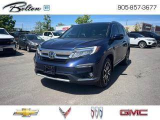 <b>Trade-in, One Owner, Non-smoker, Cooled Seats,  Leather Seats,  Navigation,  Sunroof,  Rear Video Entertainment!</b><br> <br> Our sales staff will help you find that used vehicle you have been looking for - come see us today!<br> <br>   If you want an SUV that will help your family on every journey with grace and style, look no further than this 2019 Honda Pilot. This  2019 Honda Pilot is fresh on our lot in Bolton. <br> <br>With a highly flexible interior, an excellent extremely comfortable ride quality and loads of active safety gear, the 2019 Honda Pilot should be at the top of your list when looking for a new family SUV. It offers an exceptional blend of utility, comfort, and safety making it an essential vehicle for a busy family life. If your family needs a new partner in their antics, look no further than this 2019 Honda Pilot.This  SUV has 86,811 kms. Its  obsidian blue pearl in colour  . It has an automatic transmission and is powered by a  280HP 3.5L V6 Cylinder Engine.  It may have some remaining factory warranty, please check with dealer for details. <br> <br> Our Pilots trim level is Touring 8-Passenger AWD. This Touring Pilot comes with a long list of top shelf features designed to keep the whole family comfy and quiet for those long hauls with features like cooled front seats, How Much Farther? app, rear entertainment with video playback and HDMI inputs, Wi-Fi hotspot, premium audio, wireless charging, hands free power liftgate, CabinTalk PA system, ambient interior lighting, 115V power outlet, rain sensing wipers, and power folding side mirrors. The interior is also loaded navigation, leather seats, a one touch power moonroof, with heated seats, heated steering wheel, memory driver seat, proximity keyless entry, remote start, Apple CarPlay, Android Auto, SiriusXM, HD Radio, Bluetooth, audio display, and Siri EyesFree. Driver assistance technology is here in truckloads with collision mitigation, lane keep assist, blind spot display, adaptive cruise, a 7 inch driver information interface, and automatic highbeams. This vehicle has been upgraded with the following features: Cooled Seats,  Leather Seats,  Navigation,  Sunroof,  Rear Video Entertainment,  Memory Seats,  Hands Free Liftgate. <br> <br>To apply right now for financing use this link : <a href=http://www.boltongm.ca/?https://CreditOnline.dealertrack.ca/Web/Default.aspx?Token=44d8010f-7908-4762-ad47-0d0b7de44fa8&Lang=en target=_blank>http://www.boltongm.ca/?https://CreditOnline.dealertrack.ca/Web/Default.aspx?Token=44d8010f-7908-4762-ad47-0d0b7de44fa8&Lang=en</a><br><br> <br/><br> Buy this vehicle now for the lowest bi-weekly payment of <b>$266.08</b> with $0 down for 84 months @ 8.99% APR O.A.C. ( Plus applicable taxes -  Plus applicable fees   ).  See dealer for details. <br> <br>Call 1-877-626-5866 NOW before this vehicle is sold!!! 
*No Hassles, No Haggles, No Admin Fees,* *JUST OUR BEST PRICE, FIRST*!!!
*** GOOD CREDIT, BAD CREDIT, NO CREDIT, LET OUR FINANCE MANAGERS SHOW YOU THE DIFFERENCE THAT BUYING FROM BOLTON GM WILL MAKE, WE SPECIALIZE IN REBUILDING YOUR CREDIT!!!!*** 
Bolton GM is Only 15 minutes from Hwy 9, 400, 427 and 410
See our complete inventory at www.boltongm.ca
 o~o