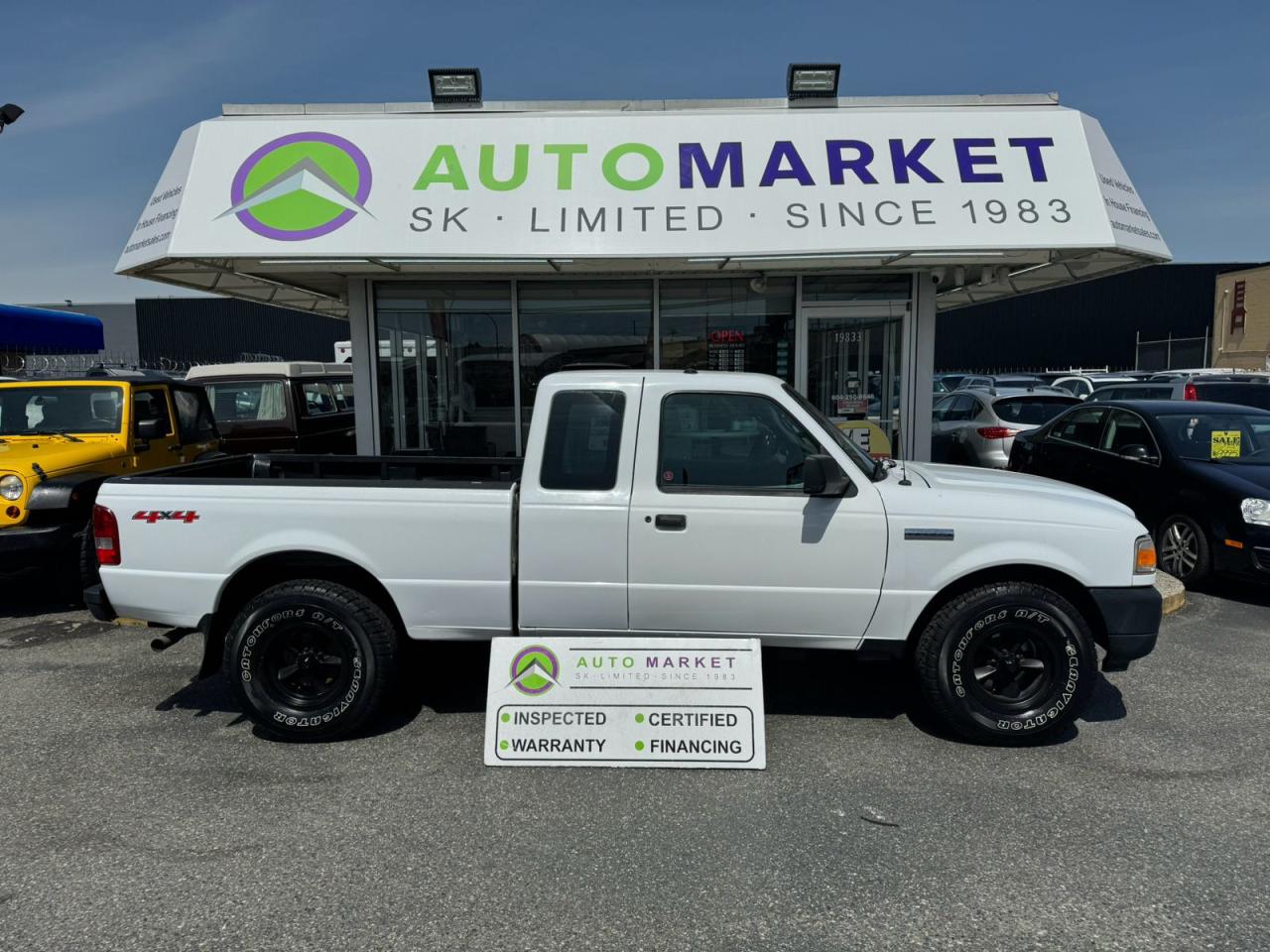 CALL OR TEXT REG @ 6-0-4-9-9-9-0-2-5-1 FOR INFO & TO CONFIRM WHICH LOCATION.<br /><br />NICE FORD RANGER 4X4 WITH BRAND NEW TIRES! BC TRUCK WITH NO ACCIDENT CLAIMS EVER! THROUGH THE SHOP, FULLY INSPECTED AND REAY TO GO.  <br /><br />2 LOCATIONS TO SERVE YOU, BE SURE TO CALL FIRST TO CONFIRM WHERE THE VEHICLE IS.<br /><br />We are a family owned and operated business for 40 years. Since 1983 we have been committed to offering outstanding vehicles backed by exceptional customer service, now and in the future. Whatever your specific needs may be, we will custom tailor your purchase exactly how you want or need it to be. All you have to do is give us a call and we will happily walk you through all the steps with no stress and no pressure.<br /><br />                                            WE ARE THE HOUSE OF YES!<br /><br />ADDITIONAL BENEFITS WHEN BUYING FROM SK AUTOMARKET:<br /><br />-ON SITE FINANCING THROUGH OUR 17 AFFILIATED BANKS AND VEHICLE                                                                                                                      FINANCE COMPANIES.<br />-IN HOUSE LEASE TO OWN PROGRAM.<br />-EVERY VEHICLE HAS UNDERGONE A 120 POINT COMPREHENSIVE INSPECTION.<br />-EVERY PURCHASE INCLUDES A FREE POWERTRAIN WARRANTY.<br />-EVERY VEHICLE INCLUDES A COMPLIMENTARY BCAA MEMBERSHIP FOR YOUR SECURITY.<br />-EVERY VEHICLE INCLUDES A CARFAX AND ICBC DAMAGE REPORT.<br />-EVERY VEHICLE IS GUARANTEED LIEN FREE.<br />-DISCOUNTED RATES ON PARTS AND SERVICE FOR YOUR NEW CAR AND ANY OTHER   FAMILY CARS THAT NEED WORK NOW AND IN THE FUTURE.<br />-40 YEARS IN THE VEHICLE SALES INDUSTRY.<br />-A+++ MEMBER OF THE BETTER BUSINESS BUREAU.<br />-RATED TOP DEALER BY CARGURUS 5 YEARS IN A ROW<br />-MEMBER IN GOOD STANDING WITH THE VEHICLE SALES AUTHORITY OF BRITISH   COLUMBIA.<br />-MEMBER OF THE AUTOMOTIVE RETAILERS ASSOCIATION.<br />-COMMITTED CONTRIBUTOR TO OUR LOCAL COMMUNITY AND THE RESIDENTS OF BC.<br /> $495 Documentation fee and applicable taxes are in addition to advertised prices.<br />LANGLEY LOCATION DEALER# 40038<br />S. SURREY LOCATION DEALER #9987<br />