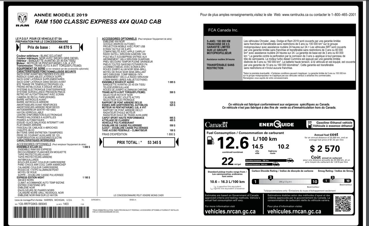 2019 RAM 1500 Classic Express 4x4 Quad 6'4 V6+New Tires+Brakes+ApplePlay - Photo #12