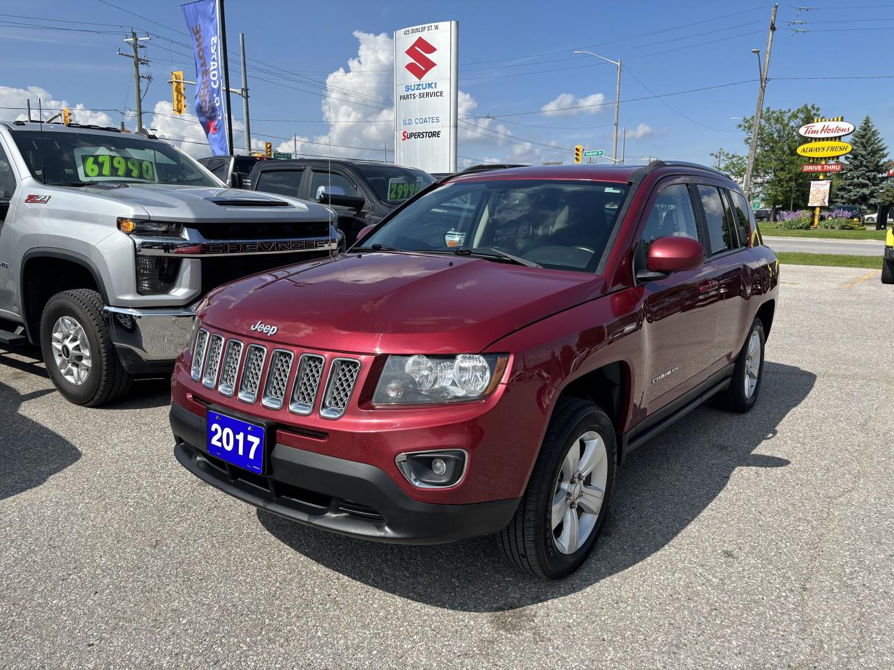 The 2017 Jeep Compass High Altitude 4x4 is the perfect combination of style, luxury, and capability. Designed for the adventurous soul, this SUV boasts a sleek exterior and a spacious interior, making it ideal for both city drives and off-road adventures. The heated leather seats provide ultimate comfort, while the power moonroof allows you to feel the wind in your hair as you cruise down the road. With its 4x4 capability, the Jeep Compass can conquer any terrain with ease, giving you the freedom to explore without limits. And with its reliable performance and advanced safety features, you can trust that every journey will be a smooth and secure one. Dont miss the chance to own this versatile and powerful vehicle – its a true game-changer for all your driving needs.

G. D. Coates - The Original Used Car Superstore!
 
  Our Financing: We have financing for everyone regardless of your history. We have been helping people rebuild their credit since 1973 and can get you approvals other dealers cant. Our credit specialists will work closely with you to get you the approval and vehicle that is right for you. Come see for yourself why were known as The Home of The Credit Rebuilders!
 
  Our Warranty: G. D. Coates Used Car Superstore offers fully insured warranty plans catered to each customers individual needs. Terms are available from 3 months to 7 years and because our customers come from all over, the coverage is valid anywhere in North America.
 
  Parts & Service: We have a large eleven bay service department that services most makes and models. Our service department also includes a cleanup department for complete detailing and free shuttle service. We service what we sell! We sell and install all makes of new and used tires. Summer, winter, performance, all-season, all-terrain and more! Dress up your new car, truck, minivan or SUV before you take delivery! We carry accessories for all makes and models from hundreds of suppliers. Trailer hitches, tonneau covers, step bars, bug guards, vent visors, chrome trim, LED light kits, performance chips, leveling kits, and more! We also carry aftermarket aluminum rims for most makes and models.
 
  Our Story: Family owned and operated since 1973, we have earned a reputation for the best selection, the best reconditioned vehicles, the best financing options and the best customer service! We are a full service dealership with a massive inventory of used cars, trucks, minivans and SUVs. Chrysler, Dodge, Jeep, Ford, Lincoln, Chevrolet, GMC, Buick, Pontiac, Saturn, Cadillac, Honda, Toyota, Kia, Hyundai, Subaru, Suzuki, Volkswagen - Weve Got Em! Come see for yourself why G. D. Coates Used Car Superstore was voted Barries Best Used Car Dealership!