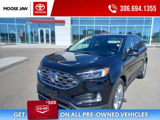 Used 2022 Ford Edge Titanium TOP OF THE LINE TITANIUM FEATURING, PANORAMIC SUNROOF, HEATED/COOLED LEATHER, REMOTE STARTER, NAVI, RADAR CRUISE, LANE KEEPING ASST, FOOT-ACTIVATED TAILGATE, B&0 PREM AUDIO, ENHANCED PARK ASSIST, PLUS for sale in Moose Jaw, SK