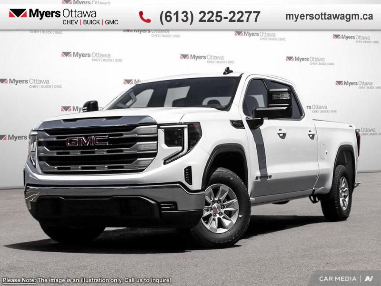 <br> <br>  This 2024 Sierra 1500 is engineered for ultra-premium comfort, offering high-tech upgrades, beautiful styling, authentic materials and thoughtfully crafted details. <br> <br>This 2024 GMC Sierra 1500 stands out in the midsize pickup truck segment, with bold proportions that create a commanding stance on and off road. Next level comfort and technology is paired with its outstanding performance and capability. Inside, the Sierra 1500 supports you through rough terrain with expertly designed seats and robust suspension. This amazing 2024 Sierra 1500 is ready for whatever.<br> <br> This summit white Crew Cab 4X4 pickup   has an automatic transmission and is powered by a  355HP 5.3L 8 Cylinder Engine.<br> <br> Our Sierra 1500s trim level is SLE. Stepping up to this GMC Sierra 1500 SLE is a great choice as it comes loaded with some excellent features such as a massive 13.4 inch touchscreen display with wireless Apple CarPlay and Android Auto, wireless streaming audio, SiriusXM, 4G LTE hotspot, cruise control and LED headlights. Additionally, this pickup truck also comes with a rear vision camera, forward collision warning and lane keep assist, air conditioning, teen driver technology plus so much more! This vehicle has been upgraded with the following features: Apple Carplay,  Android Auto,  Cruise Control,  Rear View Camera,  Touch Screen,  Streaming Audio,  Teen Driver. <br><br> <br>To apply right now for financing use this link : <a href=https://creditonline.dealertrack.ca/Web/Default.aspx?Token=b35bf617-8dfe-4a3a-b6ae-b4e858efb71d&Lang=en target=_blank>https://creditonline.dealertrack.ca/Web/Default.aspx?Token=b35bf617-8dfe-4a3a-b6ae-b4e858efb71d&Lang=en</a><br><br> <br/> Weve discounted this vehicle $3000. Total  cash rebate of $8500 is reflected in the price. Credit includes $8,500 Non Stackable Delivery Allowance  Incentives expire 2025-01-02.  See dealer for details. <br> <br><br> Come by and check out our fleet of 30+ used cars and trucks and 160+ new cars and trucks for sale in Ottawa.  o~o