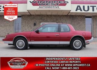 PRICE: $14,800 plus taxes

A TRUE TIME CAPSULE !! A MUST SEE, TRULY SHOWS LIKE NEW,  TOP OF THE LINE (IN ITS DAY...)1987 OLDSMOBILE TORONADO WITH ONLY 52K KMS - YES ONLY 52K KMS FROM A LOCAL 1 OWNER ESTATE. IT EVEN COMES WITH ALL THE ORIGINAL PURCHASE DOCUMENTS AND MANUALS FROM NEW!

If you are looking for true classic luxury on a beer budget that still looks, runs and drives like new, you have found it!! This 1987 Oldsmobile Toronado features hideaway quad headlights, full digital dash, Twilight Sentinel automatic headlights, a tilt steering column, air conditioning with auto Climate control, power locks and windows, an AM/FM/cassette audio system, power steering and brakes, bright greenhouse and wheel arch trim, full-width taillights, rear bumper guards, a single driver-side exhaust outlet, A set of turbine-style 16-inch wheels with Oldsmobile-branded center caps riding on Brand new A/S tires and more. Power from the 3.8-liter V6 is sent to the front wheels through a four-speed automatic transaxle. The cabin is furnished Grey Prima knit velour power-reclining Sport bucket seats with full center console and dual rear seats along with a coordinating dashboard, door panels, and carpeting. 

Vehicle information is displayed on a set of digital gauges that includes a speedometer and gauges for the voltage, coolant temperature, fuel level, and oil pressure. Buttons to the right of the instrument cluster can be used to access readouts for the tachometer, fuel range, and more. 

The digital odometer shows 52,561 kms which are original to the car. It was local senior owned, bought new from Viking Motors in Arborg Manitoba and spent its whole life here under his careful stewardship, only taken out for drives on favorable days.  Under the hood is the legendary fuel-injected 3.8-liter V6 that delivers its output to the front wheels through a four-speed automatic transaxle. The 3.8L V6 is claimed to be the best engine GM ever produced!!

The paint condition, interior and all items are all stunning, as is the whole car. The Car runs and drives out as new. NONE NICER!! Classic cars have proven to be among the most resilient and rewarding investments in recent years and represents better than $$ in the bank and certainly a lot more fun. Ready to make an investment you can actually enjoy? Please contact one of our expert sales consultants for more information. They will be happy to give you a complete walk-around, supply you with a more detailed description, and answer any questions you may have. Buy with confidence.

The car  has a fresh Manitoba Safety Certification, has a Clean, No Accident CARFAX history report an is ON SALE NOW (GREAT DEAL!!!) READY FOR SALE NOW.  Please see dealer for details. Trades accepted. View at Winnipeg West Automotive Group, 5195 Portage Ave. Dealer permit # 4365, Call now 1 (888) 601-3023. This Car is located in Winnipeg Manitoba however we can have it shipped anywhere in North America relatively inexpensively.