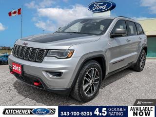 Billet Silver Metallic Clearcoat 2018 Jeep Grand Cherokee Trailhawk 4D Sport Utility 3.6L 6-Cylinder SMPI DOHC 8-Speed Automatic 4WD 4WD, 10 Speakers, 230MM Rear Axle, 3.45 Rear Axle Ratio, 4-Wheel Disc Brakes, ABS brakes, Adaptive Cruise Control w/Stop, Advanced Brake Assist, Air Conditioning, Alloy wheels, AM/FM radio, Anti-whiplash front head restraints, Apple CarPlay/Android Auto, Audio memory, Auto High-Beam Headlamp Control, Auto-dimming door mirrors, Auto-Dimming Exterior Passenger Mirror, Auto-dimming Rear-View mirror, Automatic Headlamp Levelling System, Automatic temperature control, Bi-Xenon High-Intensity Discharge Headlamps, Blind-Spot/Rear Cross-Path Detection, Block heater, Brake assist, Bumpers: body-colour, Cargo Area Cover, CommandView Dual-Pane Sunroof, Compass, Delay-off headlights, Driver door bin, Driver vanity mirror, Dual front impact airbags, Dual front side impact airbags, Electronic Stability Control, Emergency communication system: SiriusXM Guardian, Forward Collision Warning w/Active Braking, Four wheel independent suspension, Front anti-roll bar, Front Bucket Seats, Front dual zone A/C, Front fog lights, Front reading lights, Fully automatic headlights, Garage door transmitter, Heated door mirrors, Heated front seats, Heated rear seats, Heated steering wheel, Illuminated entry, Jeep Active Safety Group, Knee airbag, Lane Departure Warn/Lane Keep Asst., Leather Shift Knob, LED Daytime Running Lights, LED Fog Lamps, Low tire pressure warning, Memory seat, Nappa Leather/Suede-Faced Front Vented Seats, Nappa Leather-Faced Front Vented Seats, Normal Duty Suspension - Increased Travel, Occupant sensing airbag, Outside temperature display, Overhead airbag, Overhead console, Panic alarm, Parallel/Perpendicular Park Assist, ParkView Rear Back-Up Camera, Passenger door bin, Passenger vanity mirror, Power door mirrors, Power driver seat, Power Liftgate, Power passenger seat, Power steering, Power Tilt/Telescoping Steering Column, Power windows, Quadra-Trac II 4X4 System, Quick Order Package 2BJ, Radio data system, Radio: Uconnect 4C Nav w/8.4 Display, Rain-Sensing Windshield Wipers, Rear anti-roll bar, Rear reading lights, Rear window defroster, Rear window wiper, Remote keyless entry, Roof rack: rails only, Security system, Speed control, Speed-Sensitive Wipers, Split folding rear seat, Spoiler, Steering wheel mounted audio controls, Tachometer, Telescoping steering wheel, Tilt steering wheel, Traction control, Trailhawk Luxury Group, Trip computer, Turn signal indicator mirrors, Variably intermittent wipers, Ventilated front seats, Wheels: 18 x 8 Polished Alum w/Black Pockets.
<p><span style=font-size:18px><strong>Premium Pre-Owned Vehicle</strong></span></p>

<p>Up to 5 Model Years Old With Max 20,000km Average Per Year</p>

<p>Under $5,000 in Carfax Claims Full Vehicle Polish, Major Dents, Dings and Scratches Removed</p>

<p>3-Day Exchange*</p>

<p>Provincial Safety Inspection Sheet</p>

<p>90-Day Sirius XM Trial*</p>

<p>Tires at 6mm or More</p>

<p>Brakes at 6mm or More</p>

<p>60-Day Warranty on Electronics</p>

<p>90-Day Warranty on Safety Related Items</p>

<p>20,000 Ford Pass Points*</p>

<p>Free Delivery Within 50km 2 Keys</p>

<p>Resolvable Recalls Completed</p>