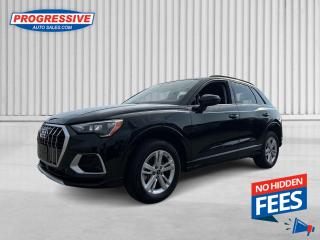 <b>Sunroof,  Leather Seats,  Heated Seats,  Power Liftgate,  Heated Steering Wheel!</b><br> <br>    With amazing tech and a spacious interior, this 2021 Audi Q3 easily blows the competition out of the water. This  2021 Audi Q3 is for sale today. <br> <br>With plenty of style and Audis sporty design language, this aggressive 2021 Q3 is packed full of modern technology and luxurious features. The capability and utility in this compact crossover is second to none, with tons of extra space for all of your passengers. With an improved driving position the Q3s cabin is more luxurious, featuring ambient interior lighting, a fully digital gauge cluster, and contrasting microsuede on the dashboard and doors.This  SUV has 75,296 kms. Its  black in colour  . It has a 8 speed automatic transmission and is powered by a  184HP 2.0L 4 Cylinder Engine.  It may have some remaining factory warranty, please check with dealer for details. <br> <br> Our Q3s trim level is Komfort 45 TFSI quattro. This Q3 Komfort packs a big punch in a desirable package with a dual row sunroof, heated leather bucket seats, a heated leather steering wheel, proximity key with push button start, remote cargo access, voice activated LCD touch screen infotainment with Audi smartphone interface, and a rear backup camera. This small crossover does not fall short on style with a dual tailpipe, aluminum alloy wheels, a chrome grille, automatic LED lighting, fog lamps, and perimeter lights.
 This vehicle has been upgraded with the following features: Sunroof,  Leather Seats,  Heated Seats,  Power Liftgate,  Heated Steering Wheel,  Forward Collision Mitigation,  Led Lights. <br> <br>To apply right now for financing use this link : <a href=https://www.progressiveautosales.com/credit-application/ target=_blank>https://www.progressiveautosales.com/credit-application/</a><br><br> <br/><br><br> Progressive Auto Sales provides you with the all the tools you need to find and purchase a used vehicle that meets your needs and exceeds your expectations. Our Sarnia used car dealership carries a wide range of makes and models for exceptionally low prices due to our extensive network of Canadian, Ontario and Sarnia used car dealerships, leasing companies and auction groups. </br>

<br> Our dealership wouldnt be where we are today without the great people in Sarnia and surrounding areas. If you have any questions about our services, please feel free to ask any one of our staff. If you want to visit our dealership, you can also find our hours of operation and location information on our Contact page. </br> o~o