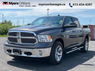 <b>Low Mileage, Aluminum Wheels,  Remote Keyless Entry,  Fog Lamps,  Rear Camera,  Cruise Control!</b><br> <br>    This Ram 1500 Classic is a top contender in the full-size pickup segment thanks to a winning combination of a strong powertrain, a smooth ride and a well-trimmed cabin. This  2021 Ram 1500 Classic is fresh on our lot in Orleans. <br> <br>The reasons why this Ram 1500 Classic stands above its well-respected competition are evident: uncompromising capability, proven commitment to safety and security, and state-of-the-art technology. From its muscular exterior to the well-trimmed interior, this 2021 Ram 1500 Classic is more than just a workhorse. Get the job done in comfort and style while getting a great value with this amazing full size truck. This low mileage  Crew Cab 4X4 pickup  has just 15,333 kms. Its  grey in colour  . It has an automatic transmission and is powered by a  395HP 5.7L 8 Cylinder Engine.  This unit has some remaining factory warranty for added peace of mind. <br> <br> Our 1500 Classics trim level is SLT. Stepping up to this 1500 Classic SLT is an excellent choice as this hard working truck comes loaded with chrome exterior accents and chrome bumpers, stylish aluminum wheels, remote keyless entry, front fog lights, heavy-duty shock absorbers, electronic stability control and trailer sway control. Additional features include rear power-sliding window, ParkView rear back-up camera, cruise control, air conditioning, an touchscreen infotainment hub, automatic headlights and much more. This vehicle has been upgraded with the following features: Aluminum Wheels,  Remote Keyless Entry,  Fog Lamps,  Rear Camera,  Cruise Control,  Streaming Audio,  Touchscreen. <br> To view the original window sticker for this vehicle view this <a href=http://www.chrysler.com/hostd/windowsticker/getWindowStickerPdf.do?vin=3C6RR7LTXMG521411 target=_blank>http://www.chrysler.com/hostd/windowsticker/getWindowStickerPdf.do?vin=3C6RR7LTXMG521411</a>. <br/><br> <br>To apply right now for financing use this link : <a href=https://www.myersorleansgm.ca/FinancePreQualForm target=_blank>https://www.myersorleansgm.ca/FinancePreQualForm</a><br><br> <br/><br> Buy this vehicle now for the lowest bi-weekly payment of <b>$292.44</b> with $0 down for 84 months @ 9.99% APR O.A.C. ( Plus applicable taxes -  Plus applicable fees   ).  See dealer for details. <br> <br>*MYERS LIFETIME ENGINE AND TRANSMISSION COVERAGE CERTIFICATE NOT AVAILABLE ON VEHICLES WITH KMS EXCEEDING 140,000KM, VEHICLES 8 YEARS & OLDER, OR HIGHLINE BRAND VEHICLE(eg. BMW, INFINITI. CADILLAC, LEXUS...)<br> Come by and check out our fleet of 30+ used cars and trucks and 190+ new cars and trucks for sale in Orleans.  o~o