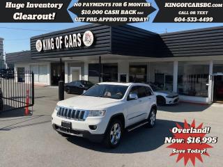 2012 JEEP GRAND CHEROKEE OVERLAND 4X4 5.7L V8PANORAMIC SUNROOF, NAVIGATION, BACK UP CAMERA, AIR RIDE SUSPENSION, LEATHER SEATS, POWER MEMORY SEATS, HEATED & COOLED SEATS, HEATED STEERING WHEEL, HEATED REAR SEATS, FORWARD COLLISION WARNING, BLIND SPOT DETECTION, ADAPTIVE CRUISE CONTROL, PARKING SENSORS, REMOTE STARTER, KEYLESS GO, PUSH BUTTON START, 4WD LOW GEAR, SPORT/SNOW/SAND/MUD/ROCK MODES, POWER TAILGATE, LED HEADLIGHTSAVAILABLE WARRANTY OPTIONSCALL US TODAY FOR MORE INFORMATION604 533 4499 OR TEXT US AT 604 360 0123GO TO KINGOFCARSBC.COM AND APPLY FOR A FREE-------- PRE APPROVAL -------STOCK # P215040PLUS ADMINISTRATION FEE OF $895 AND TAXESDEALER # 31301all finance options are subject to ....oac...