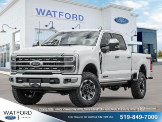 <p>PLATINUM 4WD CREW CAB 6.75 BOX

ENGINE: 6.7L HIGH OUTPUT POWER STROKE V8 DIES
TRANSMISSION: TORQSHIFT 10-SPEED AUTOMATIC
ORDER CODE 713A
ELECTRONIC-LOCKING W/4.30 AXLE RATIO
WHEELS: 18 MACHINED/TARNISHED DARK ANODIZED
TIRES: LT285/75R18E BSW A/T
STAR WHITE METALLIC TRI-COAT
STANDARD PAINT
BLACK ONYX/CARMELO UNIQUE PLATINUM FRONT LEA
TREMOR OFF-ROAD PACKAGE
ENGINE BLOCK HEATER
TRANSFER CASE & FUEL TANK SKID PLATES
GVWR: 5443 KGS (12000 LBS) PAYLOAD PACKAGE
TWIN PANEL MOONROOF
TOUGH BED SPRAY-IN BEDLINER
LED ROOF CLEARANCE LIGHTS
ALL-WEATHER FLOOR MATS</p>
<a href=http://www.watfordford.com/new/inventory/Ford-Super_Duty_F350_SRW-2024-id10931203.html>http://www.watfordford.com/new/inventory/Ford-Super_Duty_F350_SRW-2024-id10931203.html</a>