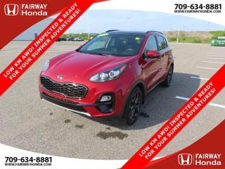 Recent Arrival!Odometer is 20524 kilometers below market average! Hyper Red 2022 Kia Sportage EX LOW KM AWD! FULLY INSPECTED AND READY FOR YOUR SUM AWD 6-Speed Automatic with Sportmatic 2.4L I4 DGI DOHC*Professionally Detailed*, *Market Value Pricing*, AWD, 18 Black Alloy Wheels, 4-Wheel Disc Brakes, 6 Speakers, ABS brakes, Air Conditioning, AM/FM radio, Apple CarPlay & Android Auto, Brake assist, Bumpers: body-colour, Delay-off headlights, Driver door bin, Driver vanity mirror, Dual front impact airbags, Dual front side impact airbags, Electronic Stability Control, Exterior Parking Camera Rear, Four wheel independent suspension, Front anti-roll bar, Front fog lights, Front reading lights, Fully automatic headlights, Heated door mirrors, Heated Front Bucket Seats, Heated steering wheel, Illuminated entry, Leather Shift Knob, Low tire pressure warning, Occupant sensing airbag, Outside temperature display, Overhead airbag, Overhead console, Panic alarm, Passenger door bin, Passenger vanity mirror, Power door mirrors, Power driver seat, Power moonroof, Power steering, Power windows, Radio: AM/FM/MP3, Rear anti-roll bar, Rear reading lights, Rear window defroster, Rear window wiper, Remote keyless entry, Roof rack: rails only, Security system, Speed control, Speed-sensing steering, Split folding rear seat, Spoiler, Steering wheel mounted audio controls, Tachometer, Telescoping steering wheel, Tilt steering wheel, Traction control, Trip computer, Turn signal indicator mirrors, Variably intermittent wipers.Certification Program Details: 85 Point Inspection Top Up Fluids Brake Inspection Tire Inspection Fresh 2 Year MVI Fresh Oil ChangeFairway Honda - Community Driven!