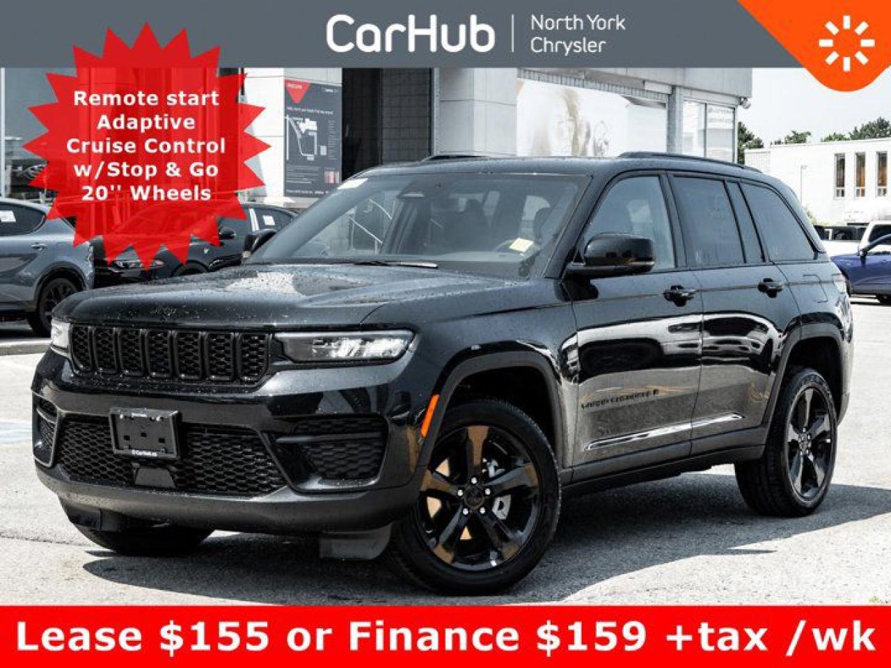 This Jeep Grand Cherokee boasts a Regular Unleaded V-6 3.6 L/220 engine powering this Automatic transmission. Transmission: 8-Speed Automatic (STD). Our advertised prices are for consumers (i.e. end users) only.  December Special!
Finance: $159 + tax weekly @ 5.49% / 96 months and $5,000 down
Or
Lease:  $155 + tax weekly @ 5.99% / 60 months and $3,500 down
$4,805 due on delivery (+ security deposit if applicable)
Buyback $26,250 +hst
18,000 km/year  This Jeep Grand Cherokee Comes Equipped with These Options Diamond Black Crystal Pearl $495 Customer Preferred Package $4,000 (Incl. Capri leatherette seats with Suede inserts, Altitude Appearance Package, Selectable tire fill alert, Gloss Black exterior accents, Wireless charging pad, 20x8--inch Gloss Black aluminum wheels, Remote start system). Power sunroof $1,495 Adaptive Cruise Control with Stop and Go Pedestrian/Cyclist emergency braking Full--Speed Forward Collision Warning Plus Active Lane Management System Blind--Spot Monitoring w/ Rear Cross--Path Detection ParkView Rear Back--Up Camera Park--Sense Rear Park Assist System with stop Front heated seats & steering wheel 4--wheel anti--lock disc brakes, Electric park brake, Advanced Brake Assist, LED reflector headlamps, LED daytime running lamps (amber), Occupant classification system, Rear seat reminder alert, Electronic Stability Control, 4--wheel traction control, Trailer Sway Control, Hill start assist, Push--button start, Security alarm, 5--passenger seating, Rear 60/40 split--folding bench seat, A/C with dual--zone automatic temperature control, Heated exterior mirrors, 10.25--inch full--colour digital gauge cluster, Uconnect 5 with 8.4--inch flush display, Hands--free phone communication, Media hub with 2 USB and auxiliary input jacks, 4G LTE Wi--Fi hot spot, Underbody aerodynamic treatment, Power 8--way adjustable driver seat, Manual 4--way adjustable passenger seat, Active grille shutters, Steering wheel--mounted shift control.  Dont miss out on this one!  The best selection of new Chrysler, Dodge, Jeep and Ram at CarHub. 
Drive Happy with CarHub
*** All-inclusive, upfront prices -- no haggling, negotiations, pressure, or games

 

*** Purchase or lease a vehicle and receive a $1000 CarHub Rewards card for service.

 

*** All available manufacturer rebates have been applied and included in our new vehicle sale price

 

*** Purchase this vehicle fully online on CarHub websites

 

Transparency Statement
Online prices and payments are for finance purchases -- please note there is a $750 finance/lease fee. Cash purchases for used vehicles have a $2,200 surcharge (the finance price + $2,200), however cash purchases for new vehicles only have tax and licensing extra -- no surcharge. NEW vehicles priced at over $100,000 including add-ons or accessories are subject to the additional federal luxury tax. While every effort is taken to avoid errors, technical or human error can occur, so please confirm vehicle features, options, materials, and other specs with your CarHub representative. This can easily be done by calling us or by visiting us at the dealership. CarHub used vehicles come standard with 1 key. If we receive more than one key from the previous owner, we include them with the vehicle. Additional keys may be purchased at the time of sale. Ask your Product Advisor for more details. Payments are only estimates derived from a standard term/rate on approved credit. Terms, rates and payments may vary. Prices, rates and payments are subject to change without notice. Please see our website for more details.
