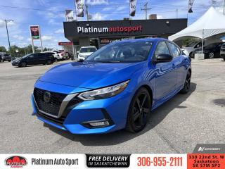 <b>Sunroof,  Heated Steering Wheel,  Remote Start,  Apple CarPlay,  Android Auto!</b><br> <br>    Dynamic performance in every curve and presence in every line, this 2022 Sentra is ready to step up. This  2022 Nissan Sentra is for sale today. <br> <br>More excitement for the same fuel efficiency was achieved through intelligent design in this 2022 Sentra. Offering an interior you expect from the luxury vehicle, this compact car is packed with power and excitement from the beautiful lights to the stunning spoiler. All the impressive looks blend seamlessly with the upscale interior, making this Sentra an instant classic.
This  sedan has 55,187 kms. Its  blue in colour  . It has a cvt transmission and is powered by a  149HP 2.0L 4 Cylinder Engine. <br> <br> Our Sentras trim level is SR. Step up to this SR Sentra for incredible features like a moonroof, heated steering wheel, rear spoiler, contrast stitching, LED lights with fog lamps, and exciting black exterior accents. Additional features include intelligent cruise, remote start, NissanConnect, Nissan Intelligent Key, dual zone climate control, and aluminum wheels. This Sentra S lets you step up your game with touchscreen infotainment featuring Apple CarPlay, Android Auto, voice recognition, hands free texting assistant, Bluetooth, and more connectivity features. Heated seats and remote keyless entry provide modern comforts while cruise intelligent forward collision warning, intelligent emergency braking with pedestrian detection, lane departure warning, blind spot warning, a rearview monitor, rear sonar, rear automatic braking, and driver alertness warning keep you safe.
 This vehicle has been upgraded with the following features: Sunroof,  Heated Steering Wheel,  Remote Start,  Apple Carplay,  Android Auto,  Heated Seats,  Remote Keyless Entry. <br> <br>To apply right now for financing use this link : <a href=https://www.platinumautosport.com/credit-application/ target=_blank>https://www.platinumautosport.com/credit-application/</a><br><br> <br/><br> Buy this vehicle now for the lowest bi-weekly payment of <b>$157.44</b> with $0 down for 96 months @ 5.99% APR O.A.C. ( Plus applicable taxes -  Plus applicable fees   ).  See dealer for details. <br> <br><br> We know that you have high expectations, and as car dealers, we enjoy the challenge of meeting and exceeding those standards each and every time. Allow us to demonstrate our commitment to excellence! </br>

<br> As your one stop shop for quality pre owned vehicles and hassle free auto financing in Saskatoon, we provide the following offers & incentives for our valued clients in Saskatchewan, Alberta & Manitoba. </br> o~o