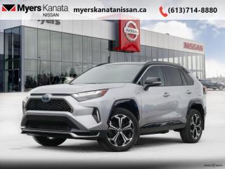 <b>Low Mileage, Synthetic Leather Seats,  Hybrid,  Sport Suspension,  Sunroof,  Heated Seats!</b><br> <br>  Compare at $63383 - KANATA NISSAN PRICE is just $59795! <br> <br>   The RAV4 Prime opens a world of excitement while keeping up with the demands of modern life. This  2023 Toyota RAV4 Prime is fresh on our lot in Kanata. This low mileage  SUV has just 16,250 kms. Its  silver in colour  . It has an automatic transmission and is powered by a  302HP 2.5L 4 Cylinder Engine. <br> <br> Our RAV4 Primes trim level is XSE. This RAV4 Prime XSE is practical and versatile midsize SUV delivering astounding performance thanks to a reliably-engineered hybrid powertrain with sport-tuned suspension, and offers amazing standard features such as SofTex synthetic leather seats, adaptive cruise control, power liftgate for rear cargo access, towing equipment with trailer sway control, an express open/close glass sunroof, heated front and rear seats with power adjustment, and a heated steering wheel. Connectivity is handled by an 8-inch Toyota Multimedia screen, bundled with wireless Apple CarPlay and Android Auto, SiriusXM satellite radio, and mobile hotspot internet access. Safety features include blind spot monitoring, Toyota Safety Sense 2.5+ with rear cross traffic alert, lane keeping assist with lane departure warning, forward collision alert, and a back-up camera. Additional features include dual-zone climate control, front fog lamps, proximity keyless entry with push button start, fast charging, and so much more. This vehicle has been upgraded with the following features: Synthetic Leather Seats,  Hybrid,  Sport Suspension,  Sunroof,  Heated Seats,  Apple Carplay,  Android Auto. <br> <br/><br> Payments from <b>$961.74</b> monthly with $0 down for 84 months @ 8.99% APR O.A.C. ( Plus applicable taxes -  and licensing    ).  See dealer for details. <br> <br>*LIFETIME ENGINE TRANSMISSION WARRANTY NOT AVAILABLE ON VEHICLES WITH KMS EXCEEDING 140,000KM, VEHICLES 8 YEARS & OLDER, OR HIGHLINE BRAND VEHICLE(eg. BMW, INFINITI. CADILLAC, LEXUS...)<br> Come by and check out our fleet of 30+ used cars and trucks and 90+ new cars and trucks for sale in Kanata.  o~o