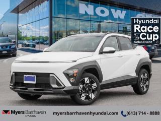 <b>Sunroof,  Climate Control,  Heated Steering Wheel,  Adaptive Cruise Control,  Aluminum Wheels!</b><br> <br> <br> <br>  Built for adventure, this Kona is well equipped, whether in the urban sprawl or the backroads. <br> <br>With more versatility than its tiny stature lets on, this Kona is ready to prove that big things can come in small packages. With an incredibly long feature list, this Kona is incredibly safe and comfortable, compatible with just about anything, and ready for lifes next big adventure. For distilled perfection in the busy crossover SUV segment, this Kona is the obvious choice.<br> <br> This atlas white SUV  has an automatic transmission and is powered by a  147HP 2.0L 4 Cylinder Engine.<br> <br> Our Konas trim level is Preferred AWD w/Trend Package. This Kona Preferred AWD with the Trend Package rewards you with all-weather usability and steps things up with a sunroof, dual-zone climate control, a heated steering wheel, adaptive cruise control and upgraded aluminum wheels, along with standard features such as heated front seats, front and rear LED lights, remote engine start, and an immersive dual-LCD dash display with a 12.3-inch infotainment screen bundled with Apple CarPlay, Android Auto and Bluelink+ selective service internet access. Safety features also include blind spot detection, lane keeping assist with lane departure warning, front pedestrian braking, and forward collision mitigation. This vehicle has been upgraded with the following features: Sunroof,  Climate Control,  Heated Steering Wheel,  Adaptive Cruise Control,  Aluminum Wheels,  Heated Seats,  Apple Carplay. <br><br> <br/> See dealer for details. <br> <br><br> Come by and check out our fleet of 20+ used cars and trucks and 80+ new cars and trucks for sale in Ottawa.  o~o