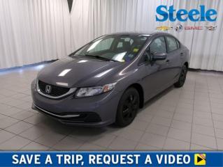 Offering first-class comfort, convenience, and style, our 2014 Honda Civic LX Sedan, shown in Gray, is a smart choice youre sure to love. Powered by a 1.8 Litre 4 Cylinder that offers 143hp paired with an innovative CVT. Our Front Wheel Drive sedan scores approximately 6.0L/100km on the highway. Youll enjoy nimble, precise handling and a comfortable, composed ride that is quiet even on the freeway. The spacious LX interior features heated seats, a central display screen, and a rearview camera. Bluetooth® phone and audio connectivity, SMS text messaging functionality, and a six-speaker sound system with a CD player, an auxiliary audio jack, an iPod/USB audio interface, and Pandora radio functionality will keep you safely connected and entertained as you enjoy the ride of this fantastic Sedan. The engineers at Honda supply superior safety with ACE body structure, vehicle stability assist, and smart airbags is why it continues to be a top safety pick. Tried and true, our soulful Civic LX sedan is built for fuel economy, safety, and entertaining driving dynamics. Save this Page and Call for Availability. We Know You Will Enjoy Your Test Drive Toward Ownership! Steele Chevrolet Atlantic Canadas Premier Pre-Owned Super Center. Being a GM Certified Pre-Owned vehicle ensures this unit has been fully inspected fully detailed serviced up to date and brought up to Certified standards. Market value priced for immediate delivery and ready to roll so if this is your next new to your vehicle do not hesitate. Youve dealt with all the rest now get ready to deal with the BEST! Steele Chevrolet Buick GMC Cadillac (902) 434-4100 Metros Premier Credit Specialist Team Good/Bad/New Credit? Divorce? Self-Employed?