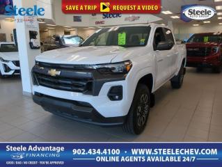 The many benefits of our 2024 Chevrolet Colorado LT Crew Cab 4X4 include bold strength and a rugged Summit White design! Motivated by a 2.7L Turbo serving up 237hp to an 8 Speed Automatic transmission to earn impressive towing and payload ratings. This Four Wheel Drive truck also inspires confidence with a single-speed transfer case, and it sees approximately 10.2L/100km on the highway. Our midsize Colorado makes a full-size impression with a powerful grille, halogen headlights, painted mirror caps, cab-mounted cargo lights, black beltline moldings, a CornerStep rear bumper, alloy wheels, sunroof, and a remote locking tailgate. Our LT cabin has a smart layout that makes it easier to get things done, and its well-equipped for comfort. Supportive heated cloth seats, a wrapped heated steering wheel, single-zone climate control, a 12V power outlet, and keyless access/ignition are the highlights. Youll find first-class technology, too, with an 11.3-inch touchscreen, an 11-inch driver display, voice control, WiFi compatibility, Google Built-in, wireless Android Auto®/Apple CarPlay®, Bluetooth®, and a six-speaker sound system. Chevrolet encourages safer trucking by supplying automatic braking, lane-keeping assistance, pedestrian/cyclist detection, forward collision warning, an HD rearview camera, and other helpful features. Engineered for overachievers, our Colorado LT is ready to go! Save this Page and Call for Availability. We Know You Will Enjoy Your Test Drive Towards Ownership! Metros Premier Credit Specialist Team Good/Bad/New Credit? Divorce? Self-Employed?