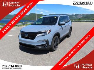 Recent Arrival!Odometer is 31776 kilometers below market average! Sonic Gray Pearl 2022 Honda Pilot Black Edition LOW KM AWD! JUST BACK OFF SHORT TERM LEASE! AWD 9-Speed Automatic 3.5L V6 SOHC i-VTEC 24V*Professionally Detailed*, *Market Value Pricing*, AWD, 11 Speakers, 3rd row seats: split-bench, 4-Wheel Disc Brakes, A/V remote: CabinControl, ABS brakes, Air Conditioning, Alloy wheels, AM/FM radio: SiriusXM, Apple CarPlay/Android Auto, Auto High-beam Headlights, Auto-dimming door mirrors, Auto-dimming Rear-View mirror, Automatic temperature control, Brake assist, CD player, Compass, Delay-off headlights, Driver door bin, Driver vanity mirror, Drivers Seat Mounted Armrest, Dual front impact airbags, Dual front side impact airbags, Electronic Stability Control, Emergency communication system: HondaLink, Exterior Parking Camera Rear, Forward collision: Collision Mitigation Braking System (CMBS) + FCW mitigation, Four wheel independent suspension, Front anti-roll bar, Front Bucket Seats, Front dual zone A/C, Front fog lights, Front reading lights, Fully automatic headlights, Garage door transmitter: HomeLink, Headphones, Heated & Ventilated Front Bucket Seats, Heated door mirrors, Heated rear seats, Heated steering wheel, Honda Satellite-Linked Navigation System, Illuminated entry, Lane departure: Lane Keeping Assist System (LKAS) active, Low tire pressure warning, Memory seat, Navigation system: Honda Satellite-Linked Navigation System, Occupant sensing airbag, Outside temperature display, Overhead airbag, Overhead console, Panic alarm, Passenger door bin, Passenger seat mounted armrest, Passenger vanity mirror, Perforated Leather-Trimmed Seating Surfaces, Power door mirrors, Power driver seat, Power Liftgate, Power moonroof, Power passenger seat, Power steering, Power windows, Radio data system, Radio: 600-Watt AM/FM/CD Premium Audio System, Rain sensing wipers, Rear air conditioning, Rear anti-roll bar, Rear reading lights, Rear window defroster, Rear window wiper, Reclining 3rd row seat, Remote keyless entry, Roof rack: rails only, Security system, Speed control, Speed-sensing steering, Split folding rear seat, Spoiler, Steering wheel mounted audio controls, Tachometer, Telescoping steering wheel, Tilt steering wheel, Traction control, Trip computer, Turn signal indicator mirrors, Variably intermittent wipers, Ventilated front seats, Wheels: 20 Black Aluminum-Alloy.Honda Certified Details:* Exclusive finance rates on Certified Pre-Owned Honda models* 24 hours/day, 7 days/week* Multipoint Inspection* 7 year / 160,000 km Power Train Warranty whichever comes first. This is an additional 2 year/60,000 kms beyond the original factory Power Train warranty. Honda Certified Used Vehicles also have the option to upgrade to a Honda Plus Extended Warranty* 7 day/1,000 km exchange privilege whichever comes first* Vehicle history report. Access to MyHondaFairway Honda - Community Driven!