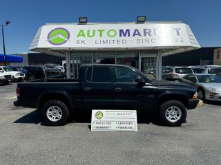 <div>CALL OR TEXT KARL @ 6-0-4-2-5-0-8-6-4-6 FOR INFO & TO CONFIRM WHICH LOCATION. <br /><br />DODGE DAKOTA CREW CAB 4X4. 4.7L - V8 WITH NEW FRONT BRAKES, REARS HAVE 50% AND THE TIRES ARE AT 50% AS WELL. THIS ONE IS IN GREAT CONDITION MECHANICALLY AND THE INSIDE IS NICE TOO. IT'S THE PAINT ON THIS ONE THAT'S AN ISSUE, PEELING CLEARCOAT, THIS WAS A VERY COMMON PROBLEM FOR THIS YEAR OF TRUCK, THEY ALL HAVE IT. SO, GIVE IT A PAINT JOB TO MAKE IT A BEAUTIFUL TRUCK OR JUST DRIVE IT THE WAY IT IS, IT'S UP TO YOU. IT'S STRICTLY A COSMETIC ISSUE. </div><div> </div><div>2 LOCATIONS TO SERVE YOU, BE SURE TO CALL FIRST TO CONFIRM WHERE THE VEHICLE IS.</div><div> </div><div>We are a family owned and operated business for 40 years. Since 1983 we have been committed to offering outstanding vehicles backed by exceptional customer service, now and in the future. Whatever your specific needs may be, we will custom tailor your purchase exactly how you want or need it to be. All you have to do is give us a call and we will happily walk you through all the steps with no stress and no pressure.</div><div> </div><div>                                            WE ARE THE HOUSE OF YES!</div><div> </div><div>ADDITIONAL BENEFITS WHEN BUYING FROM SK AUTOMARKET:</div><div> </div><div>-ON SITE FINANCING THROUGH OUR 17 AFFILIATED BANKS AND VEHICLE                                                   FINANCE COMPANIES.</div><div>-IN HOUSE LEASE TO OWN PROGRAM.</div><div>-EVERY VEHICLE HAS UNDERGONE A 120 POINT COMPREHENSIVE INSPECTION.</div><div>-EVERY PURCHASE INCLUDES A FREE POWERTRAIN WARRANTY.</div><div>-EVERY VEHICLE INCLUDES A COMPLIMENTARY BCAA MEMBERSHIP FOR YOUR SECURITY.</div><div>-EVERY VEHICLE INCLUDES A CARFAX AND ICBC DAMAGE REPORT.</div><div>-EVERY VEHICLE IS GUARANTEED LIEN FREE.</div><div>-DISCOUNTED RATES ON PARTS AND SERVICE FOR YOUR NEW CAR AND ANY OTHER   FAMILY CARS THAT NEED WORK NOW AND IN THE FUTURE.</div><div>-40 YEARS IN THE VEHICLE SALES INDUSTRY.</div><div>-A+++ MEMBER OF THE BETTER BUSINESS BUREAU.</div><div>-RATED TOP DEALER BY CARGURUS 5 YEARS IN A ROW</div><div>-MEMBER IN GOOD STANDING WITH THE VEHICLE SALES AUTHORITY OF BRITISH   COLUMBIA.</div><div>-MEMBER OF THE AUTOMOTIVE RETAILERS ASSOCIATION.</div><div>-COMMITTED CONTRIBUTOR TO OUR LOCAL COMMUNITY AND THE RESIDENTS OF BC.</div><div> </div> $495 Documentation fee and applicable taxes are in addition to advertised prices.<br />LANGLEY LOCATION DEALER# 40038<br />S. SURREY LOCATION DEALER #9987<br />