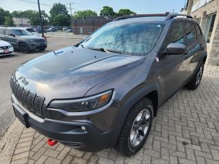 2019 Jeep Cherokee Trailhawk
-Powerful 3.2 L 6 Cyl. Engine on a 9 speed automatic Transmission
-touchscreen infotainment center with Bluetooth Technology
- Heated front seats and steering wheel
-vented front seats
- Panoramic sunroof
-Quality Black Leather interior 
Come see us today for more details.