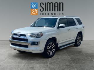 <p><strong>SALE PRICED SASKATCHEWAN VEHICLE ACCIDENT FREE.</strong></p>

<p>Our Toyota 4 runner has been through a <strong>Presale inspection fresh oil full synthetic oil service, Carfax reports Saskatchewan vehicle Accident free, LOW km. Financing Available on site Trades Encouraged. Aftermarket Warranties available to meet every need and budget.</strong> Legendary reliability and longevity. The 2014 Toyota 4Runner has revised exterior styling, new headlights and a revamped interior. A touchscreen-based audio system and Toyotas Entune suite of smartphone-connected apps are standard for all trim levels, as is a rearview camera. For drivers who require an all-conquering all-terrain SUV, the 2014 Toyota 4Runner is a top choice. If your lifestyle necessitates a vehicle with genuine off-road capability (or heck, you just prefer your daily ride to be ready for anything), Toyotas got you covered with the 2014 4Runner. Its one of the few remaining midsize SUVs on the market that embodies the term sport-utility vehicle to the fullest extent as opposed to just looking the part. You can still bang around off-road with the 2014 Toyota 4Runner because it employs the same rugged body-on-frame architecture that underpins pickup trucks. And that, along with plenty of suspension travel and protective underbody plates, helps keep things from breaking when used as intended. The 4Runners four-wheel-drive system also has low-range gearing and an available locking rear differential to help see you through rough terrain, deep snow or whatever else you want to throw its way. Limited models now allow you to bask in the comforts of heated and ventilated front seats. And a third-row seat. 4.0-liter V6 engine that produces 270 horsepower and 278 pound-feet of torque. A five-speed automatic transmission is also standard and four-wheel drive. Standard safety features on the 2014 Toyota 4Runner include antilock disc brakes, stability and traction control, front seat side airbags, full-length side curtain airbags, front knee airbags and active front head restraints. All 4WD models feature an off-road traction control system known as A-TRAC that helps keep you moving on slippery terrain by redirecting engine torque to the wheel(s) that have traction. A rearview camera is standard across the board. The Limited comes with the Safety Connect emergency communications system, which includes automatic collision notification, a stolen-vehicle locator and roadside assistance. In government crash tests, the 4Runner earned an overall rating of four stars (out of a possible five) along with four stars in frontal crash protection and five stars in side-impact protection. The Insurance Institute for Highway Safety awarded the 4Runner its top rating of Good in the moderate-overlap frontal-offset, side-impact and roof-strength crash tests. Its seat/head restraint design also rates Good for whiplash protection in rear-impact crashes. 4Runner Limited includes all of the Trail Premiums standard content, except for the off-road-related equipment. It also comes standard with 20-inch alloy wheels, adaptive shock absorbers for the suspension, automatic headlights, keyless ignition/entry, dual-zone automatic climate control, perforated leather upholstery, heated front seats and ventilation for the driver seat, and an upgraded JBL sound system with 15 speakers and HD radio.</p>

<p><span style=color:#2980b9><strong>Siman Auto Sales is large enough to make a difference but small enough to care. We are family owned and operated, and have been proudly serving Saskatchewan car buyers since 1998. We offer on site financing, consignment, automotive repair and over 90 preowned vehicles to choose from.</strong></span></p>