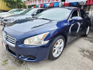 2013 NISSAN MAXIMA SV WITH ONLY 135K! FULLY LOADED! SUN-ROOF! HEATED SEATS, HEATED STEERING WHEEL, LEATHER INTERIOR, POWER WINDOWS, POWER LOCKS, POWER SEATS, POWER TRUNK, XM SAT. RADIO, BLUETOOTH, AUX, USB, KEY-LESS ENTRY, PUSH-BUTTON START, NO ACCIDENTS (WILL PROVIDE CARFAX REPORT), ONTARIO VEHICLE, SERVICED BY NISSAN DEALERSHIP SINCE 2013! EXCELLENT CONDITION, FULLY CERTIFIED. CALL AT 416-505-3554 VISIT US AT WWW.RAHMANMOTORS.COM RAHMAN MOTORS 1000 DUNDAS ST EAST. MISSISSAUGA, L4Y2B8 **PLEASE CALL IN ADVANCE TO CHECK AVAILABILITY**