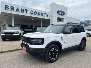 <p><br />KEY FEATURES: 2021 Bronco Sport Outer Banks Edition, 5 passenger, 1 .5 L ecoboost engine, White, Black with Brown interior, 8-speed automatic transmission, B&O Sound package, sync 3, Trailer tow package, reverse camera, remote vehicle start, Collision assist Ford pass, heated seats, Auto high beams, active Grille shutters,, power driver seat, intelligent Access, Lane keep, Auto Stop/Start, power windows power locks and more.</p><p><br />Please Call 519-756-6191, Email sales@brantcountyford.ca for more information and availability on this vehicle.  Brant County Ford is a family owned dealership and has been a proud member of the Brantford community for over 40 years!</p><p> </p><p><br />** PURCHASE PRICE ONLY (Includes) Fords Delivery Allowance</p><p><br />** See dealer for details.</p><p>*Please note all prices are plus HST and Licencing. </p><p>* Prices in Ontario, Alberta and British Columbia include OMVIC/AMVIC fee (where applicable), accessories, other dealer installed options, administration and other retailer charges. </p><p>*The sale price assumes all applicable rebates and incentives (Delivery Allowance/Non-Stackable Cash/3-Payment rebate/SUV Bonus/Winter Bonus, Safety etc</p><p>All prices are in Canadian dollars (unless otherwise indicated). Retailers are free to set individual prices.</p>