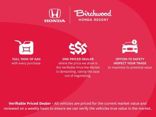 Local Vehicle!
Low Mileage!
Key Features 

- Heated Front Seats
- Remote Engine Starter
- Apple Carplay/Android Auto

Safety Features

- Backup Camera
- Auto High Beam

Honda Sensing

- Collision Mitigation Braking System 
- Forward Collision Warning System 
- Lane Departure Warning System 
- Road Departure Mitigation System 
- Adaptive Cruise Control with Low Speed Follow 
- Lane Keeping Assist System 

And more!
Experience is Everything at Birchwood Honda Regent. Visit us today at 1401 Regent Ave add see for yourself why we have a 4.4 star google rating.

Why buy from Birchwood Honda Regent? 
We are a verifiable priced dealer
Full tank of gas with purchase
All vehicles come with a free CARFAX vehicle report 

Call us at 204-661-6644 to have this vehicle ready for a test drive when you arrive!

Dealer Permit # 9743
Dealer permit #9387