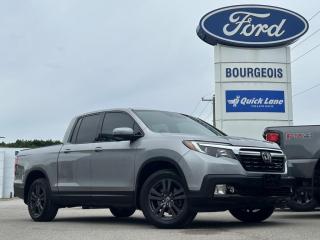 <b>Sunroof,  Heated Seats,  Remote Start,  Apple CarPlay,  Android Auto!</b><br> <br>  Compare at $35015 - Our Price is just $33995! <br> <br>   This amazing work truck offers a refined ride and excellent road manners regardless if its under load or not. This  2019 Honda Ridgeline is fresh on our lot in Midland. <br> <br>The 2019 Ridgeline presents itself as a high value pickup that offers the utility of a hauler while also being a well mannered vehicle with car like handling and acceleration. A quality built interior that is both supportive and comfortable is a big plus for such a pickup, as well as being a bulletproof reliable vehicle, which comes naturally with all Hondas. While it does look unconventional, the design is meant to blend the best of trucks and SUVs and gives the Ridgeline its unique niche in the mid size truck market.This  Crew Cab 4X4 pickup  has 62,023 kms. Its  nice in colour  . It has a 6 speed automatic transmission and is powered by a  280HP 3.5L V6 Cylinder Engine.  It may have some remaining factory warranty, please check with dealer for details. <br> <br> Our Ridgelines trim level is Sport. This Honda Ridgeline Sport is ready to prove itself with a one touch power moonroof, heated front seats, proximity keyless entry, remote start, 7 inch driver information centre, active noise cancellation, HomeLink remote, Apple CarPlay, Android Auto, Bluetooth, audio display, USB and aux inputs, and Wi-Fi tethering. Active safety features include collision mitigation with forward collision warning, lane keep assist, adaptive cruise control, and a blind spot monitor. Other features include multi-angle rearview camera, multifunction steering wheel, eco friendly technology, ECON mode, all wheel drive, aluminum wheels, trailer brake controller pre wiring, 7 pin wiring, heavy duty motor and trans cooling, trailer stability assist, dual action tailgate, fog lights, in bed trunk, LED taillights, side mirror turn signals, tri-zone automatic climate control, and rear underseat storage. This vehicle has been upgraded with the following features: Sunroof,  Heated Seats,  Remote Start,  Apple Carplay,  Android Auto,  Collision Mitigation,  Lane Keep Assist. <br> <br>To apply right now for financing use this link : <a href=https://www.bourgeoismotors.com/credit-application/ target=_blank>https://www.bourgeoismotors.com/credit-application/</a><br><br> <br/><br>At Bourgeois Motors Ford in Midland, Ontario, we proudly present the regions most expansive selection of used vehicles, ensuring youll find the perfect ride in our shared inventory. With a network of dealers serving Midland and Parry Sound, your ideal vehicle is within reach. Experience a stress-free shopping journey with our family-owned and operated dealership, where your needs come first. For over 78 years, weve been committed to serving Midland, Parry Sound, and nearby communities, building trust and providing reliable, quality vehicles. Discover unmatched value, exceptional service, and a legacy of excellence at Bourgeois Motors Fordwhere your satisfaction is our priority.Please note that our inventory is shared between our locations. To avoid disappointment and to ensure that were ready for your arrival, please contact us to ensure your vehicle of interest is waiting for you at your preferred location. <br> Come by and check out our fleet of 70+ used cars and trucks and 270+ new cars and trucks for sale in Midland.  o~o