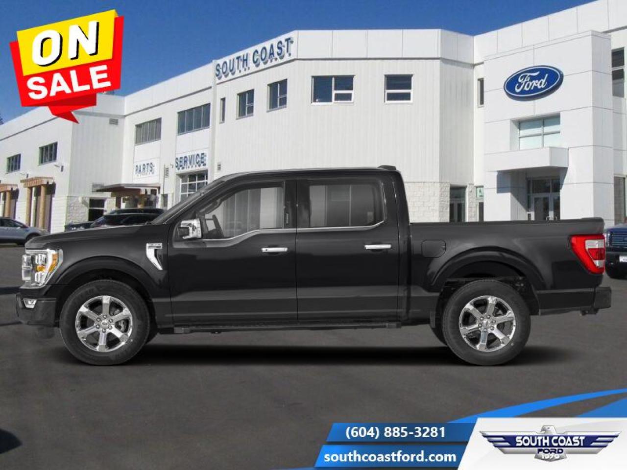 <b>Leather Seats, Connected Navigation, Wireless Charging, Sunroof, Power Running Boards!</b><br> <br>   For a truck that simply does more, and looks better doing it, the Ford F-150 is an obvious choice. <br> <br>The perfect truck for work or play, this versatile Ford F-150 gives you the power you need, the features you want, and the style you crave! With high-strength, military-grade aluminum construction, this F-150 cuts the weight without sacrificing toughness. The interior design is first class, with simple to read text, easy to push buttons and plenty of outward visibility. With productivity at the forefront of design, the F-150 makes use of every single component was built to get the job done right!<br> <br> This agate black Crew Cab 4X4 pickup   has a 10 speed automatic transmission and is powered by a  325HP 2.7L V6 Cylinder Engine.<br> <br> Our F-150s trim level is Lariat. This luxurious Ford F-150 Lariat comes loaded with premium features such as leather heated and cooled seats, body colored exterior accents, a proximity key with push button start and smart device remote start, pro trailer backup assist and Ford Co-Pilot360 that features lane keep assist, blind spot detection, pre-collision assist with automatic emergency braking and rear parking sensors. Enhanced features also includes unique aluminum wheels, SYNC 4 with enhanced voice recognition featuring connected navigation, Apple CarPlay and Android Auto, FordPass Connect 4G LTE, power adjustable pedals, a powerful Bang & Olufsen audio system with SiriusXM radio, cargo box lights, dual zone climate control and a handy rear view camera to help when backing out of tight spaces. This vehicle has been upgraded with the following features: Leather Seats, Connected Navigation, Wireless Charging, Sunroof, Power Running Boards, Ford Co-pilot360 Assist +, 20 Inch Aluminum Wheels. <br><br> View the original window sticker for this vehicle with this url <b><a href=http://www.windowsticker.forddirect.com/windowsticker.pdf?vin=1FTEW1EP9PFC16758 target=_blank>http://www.windowsticker.forddirect.com/windowsticker.pdf?vin=1FTEW1EP9PFC16758</a></b>.<br> <br>To apply right now for financing use this link : <a href=https://www.southcoastford.com/financing/ target=_blank>https://www.southcoastford.com/financing/</a><br><br> <br/> Weve discounted this vehicle $5193. Total  cash rebate of $11500 is reflected in the price. Credit includes $11,500 Delivery Allowance.  7.49% financing for 84 months. <br> Buy this vehicle now for the lowest bi-weekly payment of <b>$508.18</b> with $0 down for 84 months @ 7.49% APR O.A.C. ( Plus applicable taxes -  $595 Administration Fee included    / Total Obligation of $92488  ).  Incentives expire 2024-12-02.  See dealer for details. <br> <br>Call South Coast Ford Sales or come visit us in person. Were convenient to Sechelt, BC and located at 5606 Wharf Avenue. and look forward to helping you with your automotive needs. <br><br> Come by and check out our fleet of 20+ used cars and trucks and 80+ new cars and trucks for sale in Sechelt.  o~o