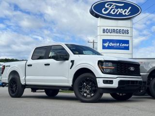 <b>STX Appearance Package, 20 Aluminum Wheels, Spray-In Bed Liner!</b><br> <br> <br> <br>  A true class leader in towing and hauling capabilities, this 2024 Ford F-150 isnt your usual work truck, but the best in the business. <br> <br>Just as you mould, strengthen and adapt to fit your lifestyle, the truck you own should do the same. The Ford F-150 puts productivity, practicality and reliability at the forefront, with a host of convenience and tech features as well as rock-solid build quality, ensuring that all of your day-to-day activities are a breeze. Theres one for the working warrior, the long hauler and the fanatic. No matter who you are and what you do with your truck, F-150 doesnt miss.<br> <br> This oxford white crew cab 4X4 pickup   has a 10 speed automatic transmission and is powered by a  325HP 2.7L V6 Cylinder Engine.<br> <br> Our F-150s trim level is STX. This STX trim steps things up with upgraded aluminum wheels, along with great standard features such as class IV tow equipment with trailer sway control, remote keyless entry, cargo box lighting, and a 12-inch infotainment screen powered by SYNC 4 featuring voice-activated navigation, SiriusXM satellite radio, Apple CarPlay, Android Auto and FordPass Connect 5G internet hotspot. Safety features also include blind spot detection, lane keep assist with lane departure warning, front and rear collision mitigation and automatic emergency braking. This vehicle has been upgraded with the following features: Stx Appearance Package, 20 Aluminum Wheels, Spray-in Bed Liner. <br><br> View the original window sticker for this vehicle with this url <b><a href=http://www.windowsticker.forddirect.com/windowsticker.pdf?vin=1FTEW2LP6RKE07105 target=_blank>http://www.windowsticker.forddirect.com/windowsticker.pdf?vin=1FTEW2LP6RKE07105</a></b>.<br> <br>To apply right now for financing use this link : <a href=https://www.bourgeoismotors.com/credit-application/ target=_blank>https://www.bourgeoismotors.com/credit-application/</a><br><br> <br/> 0% financing for 60 months. 1.99% financing for 84 months.  Incentives expire 2024-07-02.  See dealer for details. <br> <br>Discount on vehicle represents the Cash Purchase discount applicable and is inclusive of all non-stackable and stackable cash purchase discounts from Ford of Canada and Bourgeois Motors Ford and is offered in lieu of sub-vented lease or finance rates. To get details on current discounts applicable to this and other vehicles in our inventory for Lease and Finance customer, see a member of our team. </br></br>Discover a pressure-free buying experience at Bourgeois Motors Ford in Midland, Ontario, where integrity and family values drive our 78-year legacy. As a trusted, family-owned and operated dealership, we prioritize your comfort and satisfaction above all else. Our no pressure showroom is lead by a team who is passionate about understanding your needs and preferences. Located on the shores of Georgian Bay, our dealership offers more than just vehiclesits an experience rooted in community, trust and transparency. Trust us to provide personalized service, a diverse range of quality new Ford vehicles, and a seamless journey to finding your perfect car. Join our family at Bourgeois Motors Ford and let us redefine the way you shop for your next vehicle.<br> Come by and check out our fleet of 70+ used cars and trucks and 270+ new cars and trucks for sale in Midland.  o~o