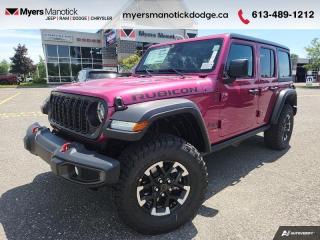 <b>Heavy Duty Suspension,  Climate Control,  Wi-Fi Hotspot,  Tow Equipment,  Fog Lamps!</b><br> <br> <br> <br>Call 613-489-1212 to speak to our friendly sales staff today, or come by the dealership!<br> <br>  With decades of experience, and all the modern technology they could need, this Jeep Wrangler is ready to rock your world. <br> <br>No matter where your next adventure takes you, this Jeep Wrangler is ready for the challenge. With advanced traction and handling capability, sophisticated safety features and ample ground clearance, the Wrangler is designed to climb up and crawl over the toughest terrain. Inside the cabin of this Wrangler offers supportive seats and comes loaded with the technology you expect while staying loyal to the style and design youve come to know and love.<br> <br> This tuscadero pearl SUV  has an automatic transmission and is powered by a  285HP 3.6L V6 Cylinder Engine.<br> <br> Our Wranglers trim level is Rubicon. Stepping up to this Wrangler Rubicon rewards you with incredible off-roading capability, thanks to heavy duty suspension, class II towing equipment that includes a hitch and trailer sway control, front active and rear anti-roll bars, upfitter switches, locking front and rear differentials, and skid plates for undercarriage protection. Interior features include an 8-speaker Alpine audio system, voice-activated dual zone climate control, front and rear cupholders, and a 12.3-inch infotainment system with smartphone integration and mobile internet hotspot access. Additional features include cruise control, a leatherette-wrapped steering wheel, proximity keyless entry, and even more. This vehicle has been upgraded with the following features: Heavy Duty Suspension,  Climate Control,  Wi-fi Hotspot,  Tow Equipment,  Fog Lamps,  Cruise Control,  Rear Camera. <br><br> View the original window sticker for this vehicle with this url <b><a href=http://www.chrysler.com/hostd/windowsticker/getWindowStickerPdf.do?vin=1C4PJXFG2RW336686 target=_blank>http://www.chrysler.com/hostd/windowsticker/getWindowStickerPdf.do?vin=1C4PJXFG2RW336686</a></b>.<br> <br>To apply right now for financing use this link : <a href=https://CreditOnline.dealertrack.ca/Web/Default.aspx?Token=3206df1a-492e-4453-9f18-918b5245c510&Lang=en target=_blank>https://CreditOnline.dealertrack.ca/Web/Default.aspx?Token=3206df1a-492e-4453-9f18-918b5245c510&Lang=en</a><br><br> <br/> Total  cash rebate of $4021 is reflected in the price. Credit includes up to 5% MSRP.  6.49% financing for 96 months. <br> Buy this vehicle now for the lowest weekly payment of <b>$242.97</b> with $0 down for 96 months @ 6.49% APR O.A.C. ( Plus applicable taxes -  $1199  fees included in price    ).  Incentives expire 2024-07-31.  See dealer for details. <br> <br>If youre looking for a Dodge, Ram, Jeep, and Chrysler dealership in Ottawa that always goes above and beyond for you, visit Myers Manotick Dodge today! Were more than just great cars. We provide the kind of world-class Dodge service experience near Kanata that will make you a Myers customer for life. And with fabulous perks like extended service hours, our 30-day tire price guarantee, the Myers No Charge Engine/Transmission for Life program, and complimentary shuttle service, its no wonder were a top choice for drivers everywhere. Get more with Myers!<br> Come by and check out our fleet of 30+ used cars and trucks and 90+ new cars and trucks for sale in Manotick.  o~o
