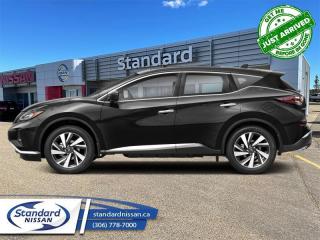 <b>Includes Block Heater, All Weather Mats, Rear Bumper Protector, and 5 Star Pkg.<br> <br></b><br>  <br> <br>  You can fit in or you can stand out, and this Murano makes it an easy choice. <br> <br>This 2024 Nissan Murano offers confident power, efficient usage of fuel and space, and an exciting exterior sure to turn heads. This uber popular crossover does more than settle for good enough. This Murano offers an airy interior that was designed to make every seating position one to enjoy. For a crossover that is more than just good looks and decent power, check out this well designed 2024 Murano. <br> <br> This super black SUV  has a cvt transmission and is powered by a  260HP 3.5L V6 Cylinder Engine.<br> <br> Our Muranos trim level is Platinum. This Platinum trim takes luxury seriously with heated and cooled leather seats with diamond quilting and extended leather upholstery with contrast piping and stitching. Additional features include a dual panel panoramic moonroof, motion activated power liftgate, remote start with intelligent climate control, memory settings, ambient interior lighting, and a heated steering wheel for added comfort along with intelligent cruise with distance pacing, intelligent Around View camera, and traffic sign recognition for even more confidence. Navigation and Bose Premium Audio are added to the NissanConnect touchscreen infotainment system featuring Android Auto, Apple CarPlay, and a ton more connectivity features. Forward collision warning, emergency braking with pedestrian detection, high beam assist, blind spot detection, and rear parking sensors help inspire confidence on the drive. This vehicle has been upgraded with the following features: Cooled Seats,  Leather Seats,  Moonroof,  Navigation,  Memory Seats,  Power Liftgate,  Remote Start. <br><br> <br>To apply right now for financing use this link : <a href=https://www.standardnissan.ca/finance/apply-for-financing/ target=_blank>https://www.standardnissan.ca/finance/apply-for-financing/</a><br><br> <br/> Weve discounted this vehicle $1044. See dealer for details. <br> <br>Why buy from Standard Nissan in Swift Current, SK? Our dealership is owned & operated by a local family that has been serving the automotive needs of local clients for over 110 years! We rely on a reputation of fair deals with good service and top products. With your support, we are able to give back to the community. <br><br>Every retail vehicle new or used purchased from us receives our 5-star package:<br><ul><li>*Platinum Tire & Rim Road Hazzard Coverage</li><li>**Platinum Security Theft Prevention & Insurance</li><li>***Key Fob & Remote Replacement</li><li>****$20 Oil Change Discount For As Long As You Own Your Car</li><li>*****Nitrogen Filled Tires</li></ul><br>Buyers from all over have also discovered our customer service and deals as we deliver all over the prairies & beyond!#BetterTogether o~o