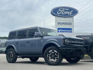 <b>Navigation, Heated Seats, Remote Start, Blind Spot Detection, Lane Keep Assist, Aluminum Wheels, Sunroof, Off-Road Suspension, Climate Control, Apple CarPlay, Android Auto, Forward Collision Alert, Proximity Key, Rear Camera, SiriusXM</b><br> <br> <br> <br>  Not only is this 2024 Ford Bronco a cool and capable off-roader, but its also incredibly satisfying to drive every day. <br> <br>With a nostalgia-inducing design along with remarkable on-road driving manners with supreme off-road capability, this 2024 Ford Bronco is indeed a jack of all trades and masters every one of them. Durable build materials and functional engineering coupled with modern day infotainment and driver assistive features ensure that this iconic vehicle takes on whatever you can throw at it. Want an SUV that can genuinely do it all and look good while at it? Look no further than this 2024 Ford Bronco!<br> <br> This azure gray metallic tricoat SUV  has a 10 speed automatic transmission and is powered by a  315HP 2.7L V6 Cylinder Engine.<br> <br> Our Broncos trim level is Outer Banks. This Bronco Outer Banks takes things to a whole new level, with polished aluminum wheels, body colored fender flares, door handles and power heated side mirrors, along with LED headlights with high beam assist, front fog lights, and upgraded LED brake lights. This rugged off-roader also treats you with amazing comfort and connectivity features that include heated front seats, remote engine start, dual-zone climate control, front and rear cupholders, and an upgraded infotainment system with Apple CarPlay, Android Auto, SiriusXM and inbuilt navigation, to get you back home from your off-road adventures. Road safety is assured thanks to a suite of systems including blind spot detection, pre-collision assist with pedestrian detection and cross-traffic alert, lane keeping assist with lane departure warning, rear parking sensors, and driver monitoring alert. Additional features include proximity keyless entry with push button start, trail control, trail turn assist, and so much more.<br><br> View the original window sticker for this vehicle with this url <b><a href=http://www.windowsticker.forddirect.com/windowsticker.pdf?vin=1FMEE8BP9RLA07648 target=_blank>http://www.windowsticker.forddirect.com/windowsticker.pdf?vin=1FMEE8BP9RLA07648</a></b>.<br> <br>To apply right now for financing use this link : <a href=https://www.bourgeoismotors.com/credit-application/ target=_blank>https://www.bourgeoismotors.com/credit-application/</a><br><br> <br/> 3.99% financing for 84 months.  Incentives expire 2024-07-09.  See dealer for details. <br> <br>Discount on vehicle represents the Cash Purchase discount applicable and is inclusive of all non-stackable and stackable cash purchase discounts from Ford of Canada and Bourgeois Motors Ford and is offered in lieu of sub-vented lease or finance rates. To get details on current discounts applicable to this and other vehicles in our inventory for Lease and Finance customer, see a member of our team. </br></br>Discover a pressure-free buying experience at Bourgeois Motors Ford in Midland, Ontario, where integrity and family values drive our 78-year legacy. As a trusted, family-owned and operated dealership, we prioritize your comfort and satisfaction above all else. Our no pressure showroom is lead by a team who is passionate about understanding your needs and preferences. Located on the shores of Georgian Bay, our dealership offers more than just vehiclesits an experience rooted in community, trust and transparency. Trust us to provide personalized service, a diverse range of quality new Ford vehicles, and a seamless journey to finding your perfect car. Join our family at Bourgeois Motors Ford and let us redefine the way you shop for your next vehicle.<br> Come by and check out our fleet of 70+ used cars and trucks and 260+ new cars and trucks for sale in Midland.  o~o