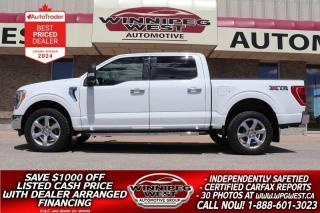 SALE PRICE $39,800. **ASK US HOW TO SAVE $1000 OFF THE SALE PRICE WITH DEALER ARRANGED FINANCING O.A.C.** PLUS PST/GST. NO ADMINISTRATION FEES!!   

VERY WELL EQUIPPED, EXCEPTIONALLY CLEAN & VERY SHARP LOCAL RURAL MANITOBA LEASE RETURN - NEW GENERATION  2021 Ford F-150 CREW CAB XTR EDITION 3.5L ECO-BOOST 4X4, EQUIPPED WITH ALL THE RIGHT OPTIONS AND IT TRULY STILL SHOWS LIKE NEW!!

SAVE HUGE $$ OFF THE NEW MRSP TO REPLACE TODAY ON THIS BEAUTIFUL & CLEAN LOCAL RURAL MANITOBA TRUCK WITH ALL THE RIGHT OPTIONS INCLUDING THE MAX-TOW PACKAGE! 2021 FORD F-150 XTR CREW 4X4, WITH THE PROVEN 3.5L ECO-BOOST ENGINE & THE SOUGHT AFTER 302A EQUIPMENT PACKAGE! WELL LOOKED AFTER RURAL MANITOBA HWY DRIVEN TRUCK WITH A PERFECT HISTORY IN TRULY AMAZING CONDITION - A REAL MUST SEE!!

- 3.5L Twin Turbo Eco-Boost (producing a massive 400HP and 500LBS Torque) 
- 10-speed shiftable automatic Trans 
- Auto 4x4 with 2 speed transfer case and locking rear diff
- 3.55 Locking rear diff
- Traction Control
- Stability Control
- 5 Passenger seating with Sport Buckets and Full large Center console
- Power Heated front bucket seating
- Power Pedals
- The New Gen Big Screen Premium multimedia Audio with Sync4 sound system
- Bluetooth phone and media connectivity 
- 4G LTE WiFi Mobile Hotspot Internet Access
- Android Auto / Apple Car Play
- Factory Navigation
- Dual Zone Auto Climate control
- Backup camera with Trailer Reverse Guidance
- Pro-Steer trailer steering system
- Remote and keyless entry 
- Remote start and power tailgate release
- HID headlights
- LED Ambient Lighting
- Tinted Windows
- Power Sliding & heated rear window
- Full ford Safety suite with Blind Spot/Cross Traffic
- Lane keep, Pre-collision Brake assist and more
- Factory Tow package with Factory brake controller 
- Heavy duty GVWR Package
- Power Tow Mirrors
- Chrome Ford Platform side steps
- XTR Chrome appearance package
- LED fog lamps/ tow hooks
- Spray in Factory box liner
- Ford Tri-Fold Hard box tonneau cover
- 20-inch OEM Sport wheels riding on BF Goodrich All-Terrain T/A tires
- Read below for more information. 

MUST SEE, EXEPTIONALLY CLEAN LOCAL RURAL MANITOBA HWY DRIVEN TRUCK WITH A PERFECT WELL SERVICED HISTORY! STILL SHOWS LIKE NEW, HARD TO FIND LOADED UP NEW GENERATION 2021 F-150 XTR EDITION WITH ALL RIGHT BELLS AND WHISTLES WITH THE SOUGHT AFTER 302A PACKAGE! FAMILY READY, EXTRA TOUGH & EXTRA SHARP BEAUTIFUL 2021 F150 SUPER CREW that is truly flawless!  MUST SEE!!!!! Equipped with ALL the right options including the Highly proven and fuel efficient 3.5L Twin Turbo Eco-Boost V6 producing an impressive 400HP and MASSIVE 500ft lbs of pulling torque with power routed through the new 10-speed auto transmission to all four wheels via an electronically controlled part-time four-wheel drive system with 2 stage transfer case and a locking rear diff! This truck has all the features you want or need and especially great looks!! Ready for all your work or pleasure hauling or towing needs!! None nicer at this price point!!

Comes with a fresh Manitoba Safety Certification, a clean, no accident 1 owner Rural Manitoba Certified CARFAX history, and we have many warranty options available to choose from. Huge savings over New price to replace today. ON SALE NOW (HUGE VALUE!!!) Zero down financing available OAC. Please see dealer for details. Trades accepted. View at Winnipeg West Automotive Group, 5195 Portage Ave. Dealer permit # 4365, Call now 1 (888) 601-3023
