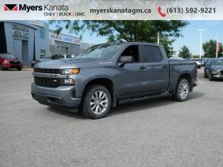 <b>Low Mileage, Apple CarPlay,  Android Auto,  Aluminum Wheels,  Remote Keyless Entry,  Cruise Control!</b><br> <br>     This  2019 Chevrolet Silverado 1500 is fresh on our lot in Kanata. <br> <br>The redesigned 2019 Silverado 1500 is functional and ergonomic, suited for the work-site and or family life. Bold styling throughout gives it amazing curb appeal and a dominating stance on the road, while the its smartly designed interior keeps every passenger in superb comfort and connectivity on any trip. With brawn, brains and reliability, this pickup was built by truck people, for truck people, and comes from the family of the most dependable, longest-lasting full-size pickups on the road. This low mileage  crew cab 4X4 pickup  has just 55,000 kms. Its  grey in colour  . It has an automatic transmission and is powered by a  355HP 5.3L 8 Cylinder Engine. <br> <br> Our Silverado 1500s trim level is Custom. Stepping up to this Silverado Custom is a great choice as it comes with some excellent standard features like aluminum wheels, a 7 inch color touchscreen display with Apple CarPlay and Android Auto, Chevrolet MyLink and bluetooth streaming audio, body coloured exterior accents and painted bumpers, cruise control plus easy to clean rubber floors. Additional features also include remote keyless entry and a locking tailgate, 4G LTE hotspot capability, a rear vision camera, teen driver technology and power windows. This vehicle has been upgraded with the following features: Apple Carplay,  Android Auto,  Aluminum Wheels,  Remote Keyless Entry,  Cruise Control,  Rear View Camera,  Touch Screen. <br> <br>To apply right now for financing use this link : <a href=https://www.myerskanatagm.ca/finance/ target=_blank>https://www.myerskanatagm.ca/finance/</a><br><br> <br/><br>Price is plus HST and licence only.<br> Book a test drive today at myerskanatagm.ca<br>*LIFETIME ENGINE TRANSMISSION WARRANTY NOT AVAILABLE ON VEHICLES WITH KMS EXCEEDING 140,000KM, VEHICLES 8 YEARS & OLDER, OR HIGHLINE BRAND VEHICLE(eg. BMW, INFINITI. CADILLAC, LEXUS...)<br> Come by and check out our fleet of 20+ used cars and trucks and 130+ new cars and trucks for sale in Kanata.  o~o